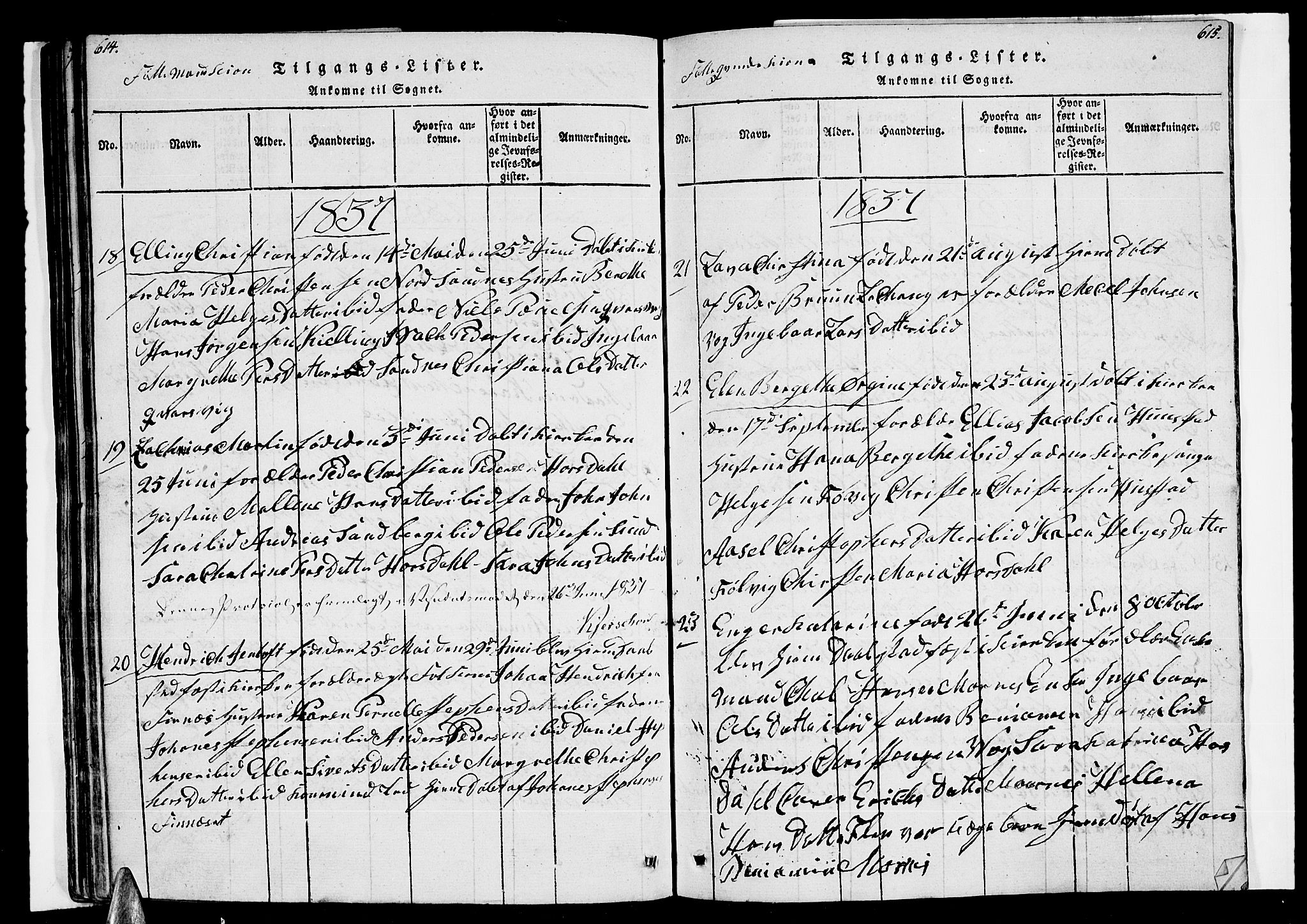 Ministerialprotokoller, klokkerbøker og fødselsregistre - Nordland, AV/SAT-A-1459/805/L0105: Parish register (copy) no. 805C01, 1820-1839, p. 614-615