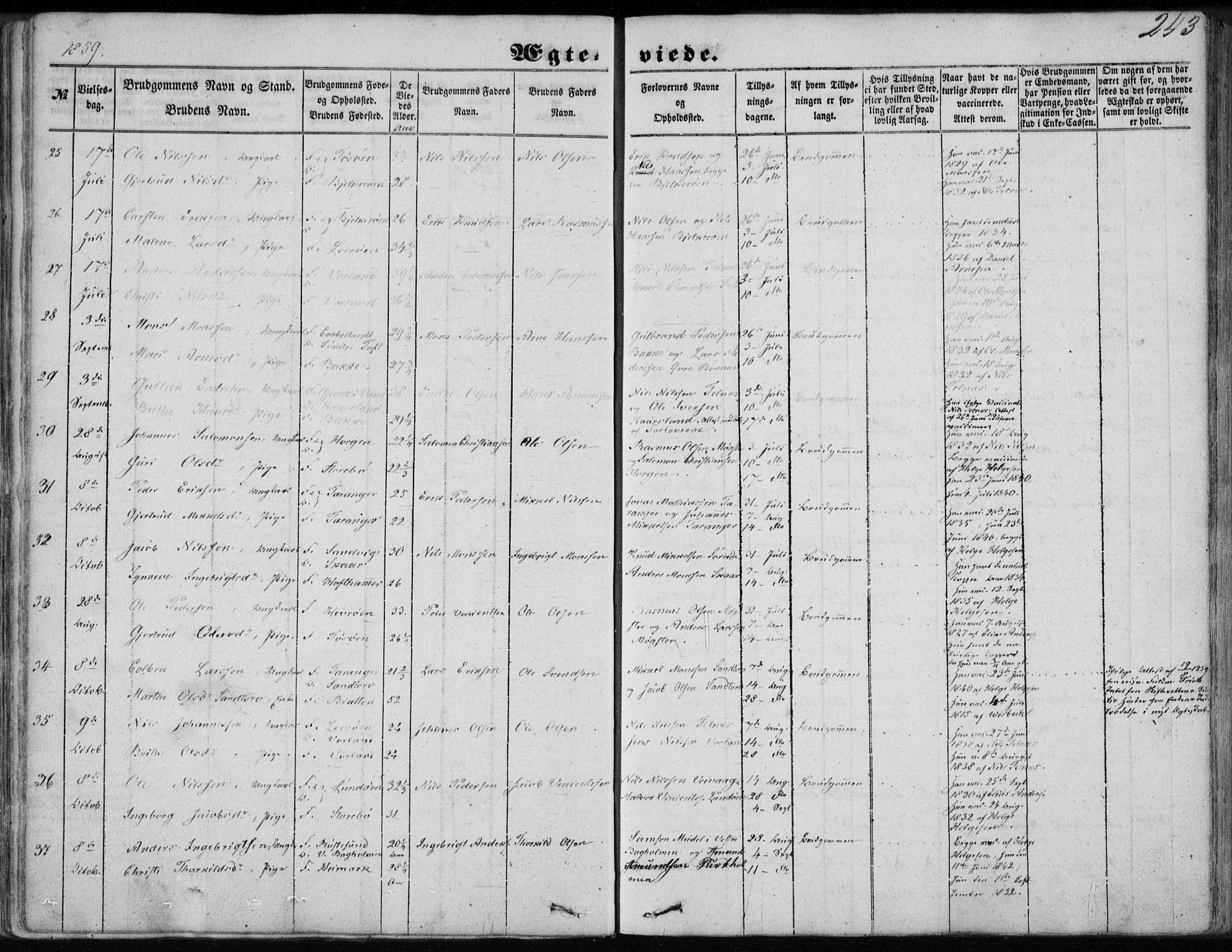 Sund sokneprestembete, AV/SAB-A-99930: Parish register (official) no. A 14, 1850-1866, p. 243