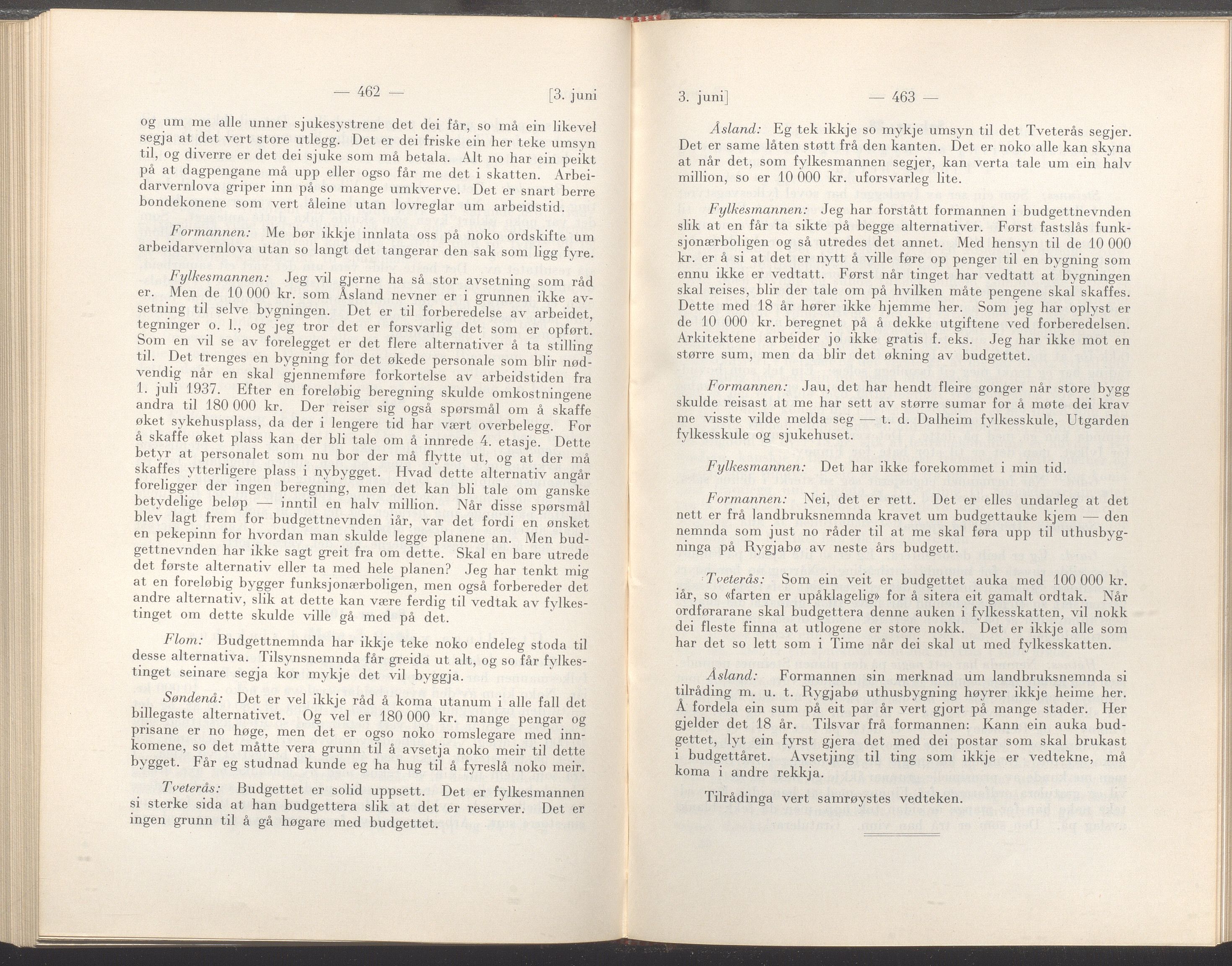 Rogaland fylkeskommune - Fylkesrådmannen , IKAR/A-900/A/Aa/Aaa/L0056: Møtebok , 1937, p. 462-463