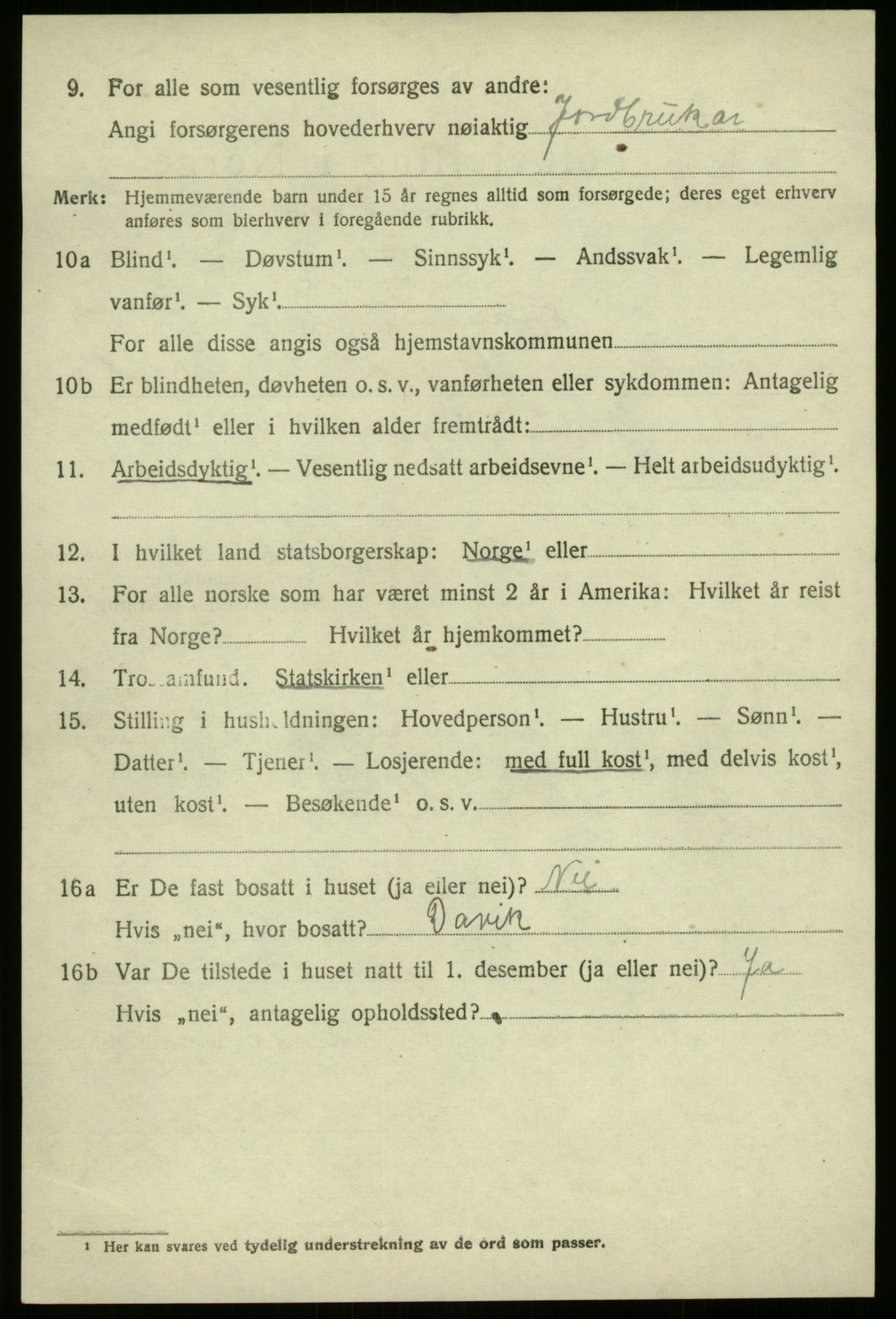 SAB, 1920 census for Førde, 1920, p. 4857