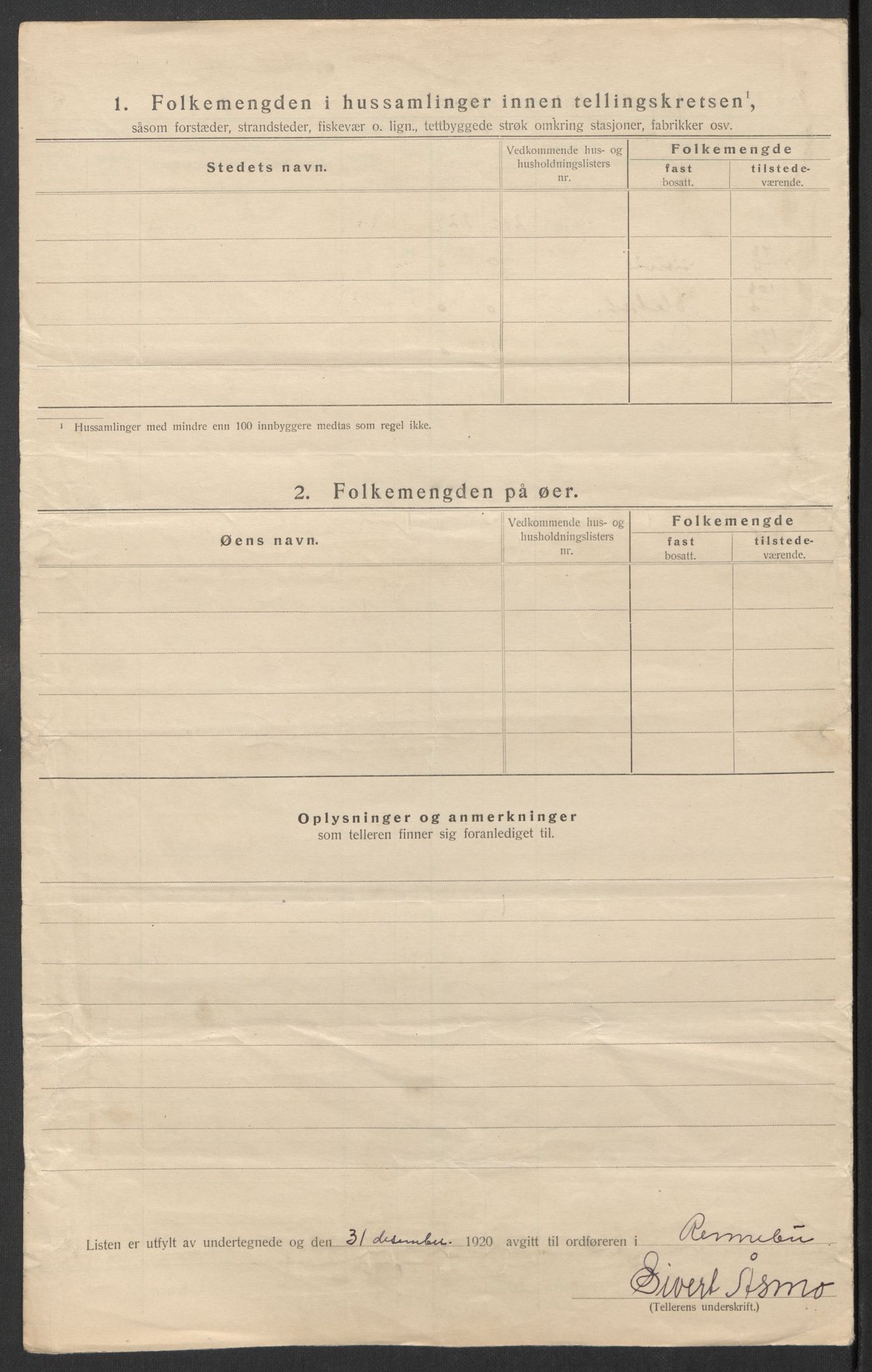 SAT, 1920 census for Rennebu, 1920, p. 23