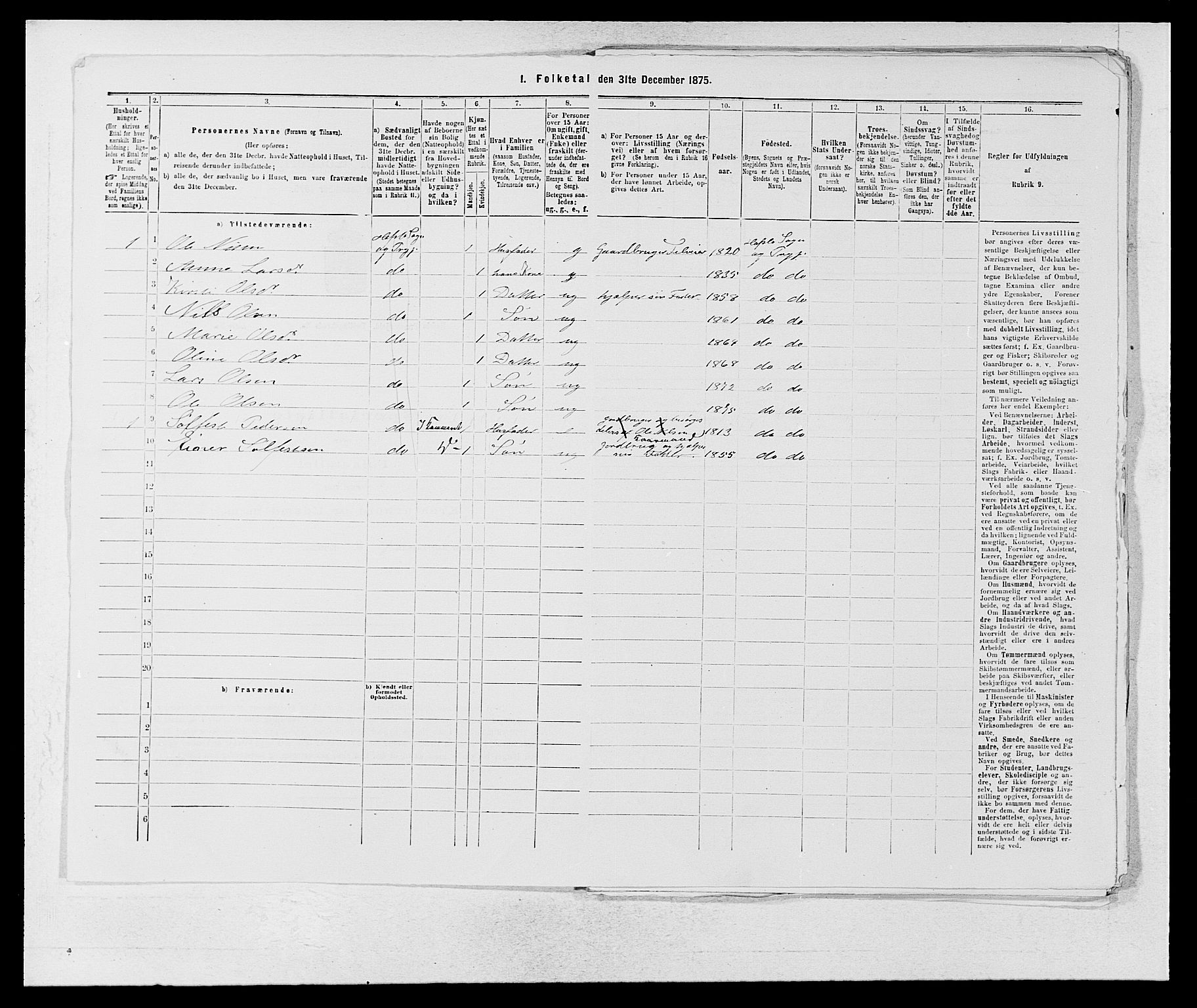 SAB, 1875 census for 1425P Hafslo, 1875, p. 30