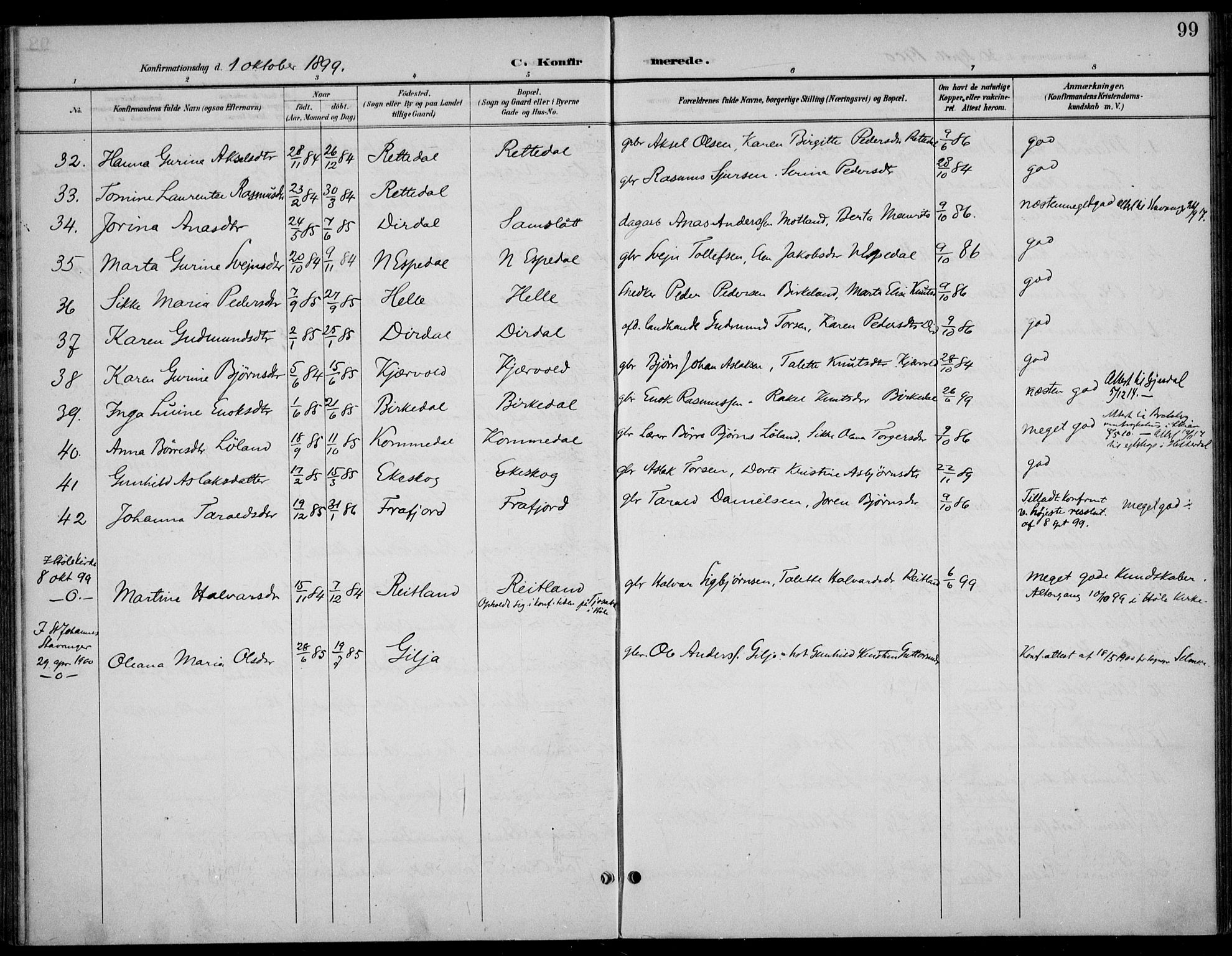 Høgsfjord sokneprestkontor, SAST/A-101624/H/Ha/Haa/L0007: Parish register (official) no. A 7, 1898-1917, p. 99