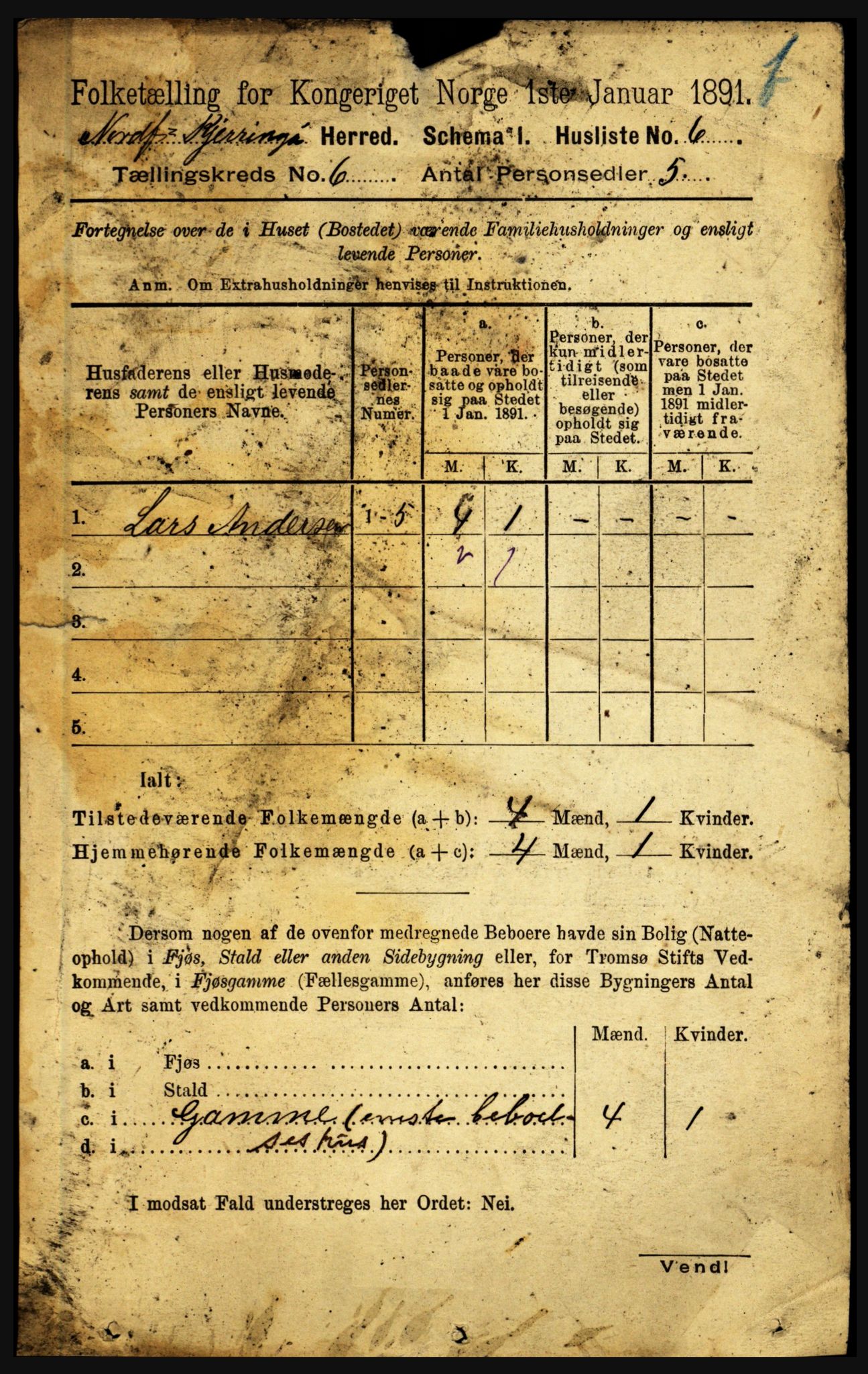 RA, 1891 census for 1846 Nordfold-Kjerringøy, 1891, p. 1359