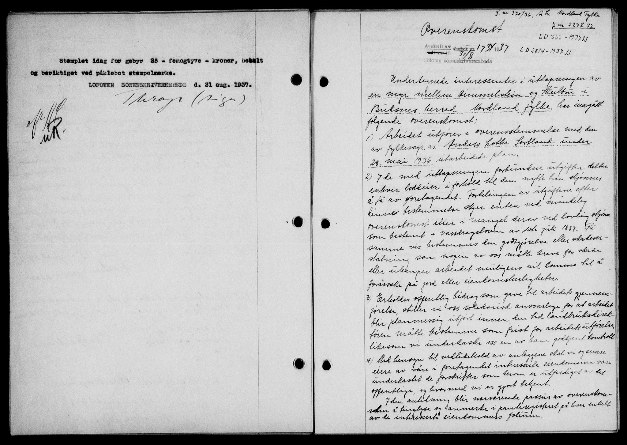 Lofoten sorenskriveri, SAT/A-0017/1/2/2C/L0002a: Mortgage book no. 2a, 1937-1937, Diary no: : 1734/1937