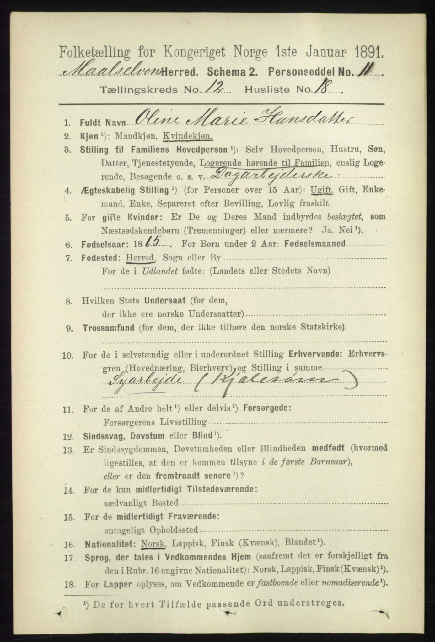 RA, 1891 census for 1924 Målselv, 1891, p. 3920