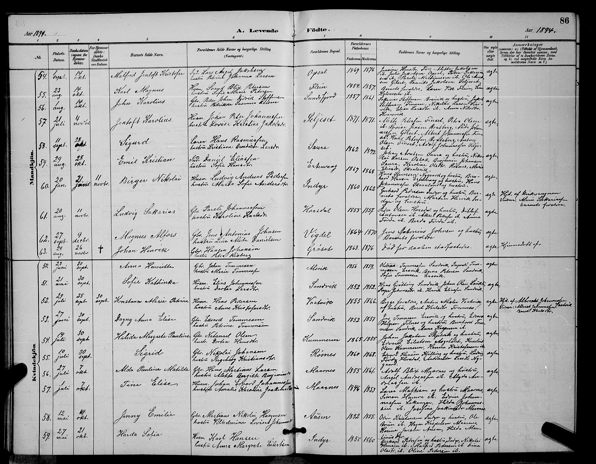 Ministerialprotokoller, klokkerbøker og fødselsregistre - Nordland, AV/SAT-A-1459/805/L0108: Parish register (copy) no. 805C04, 1885-1899, p. 86