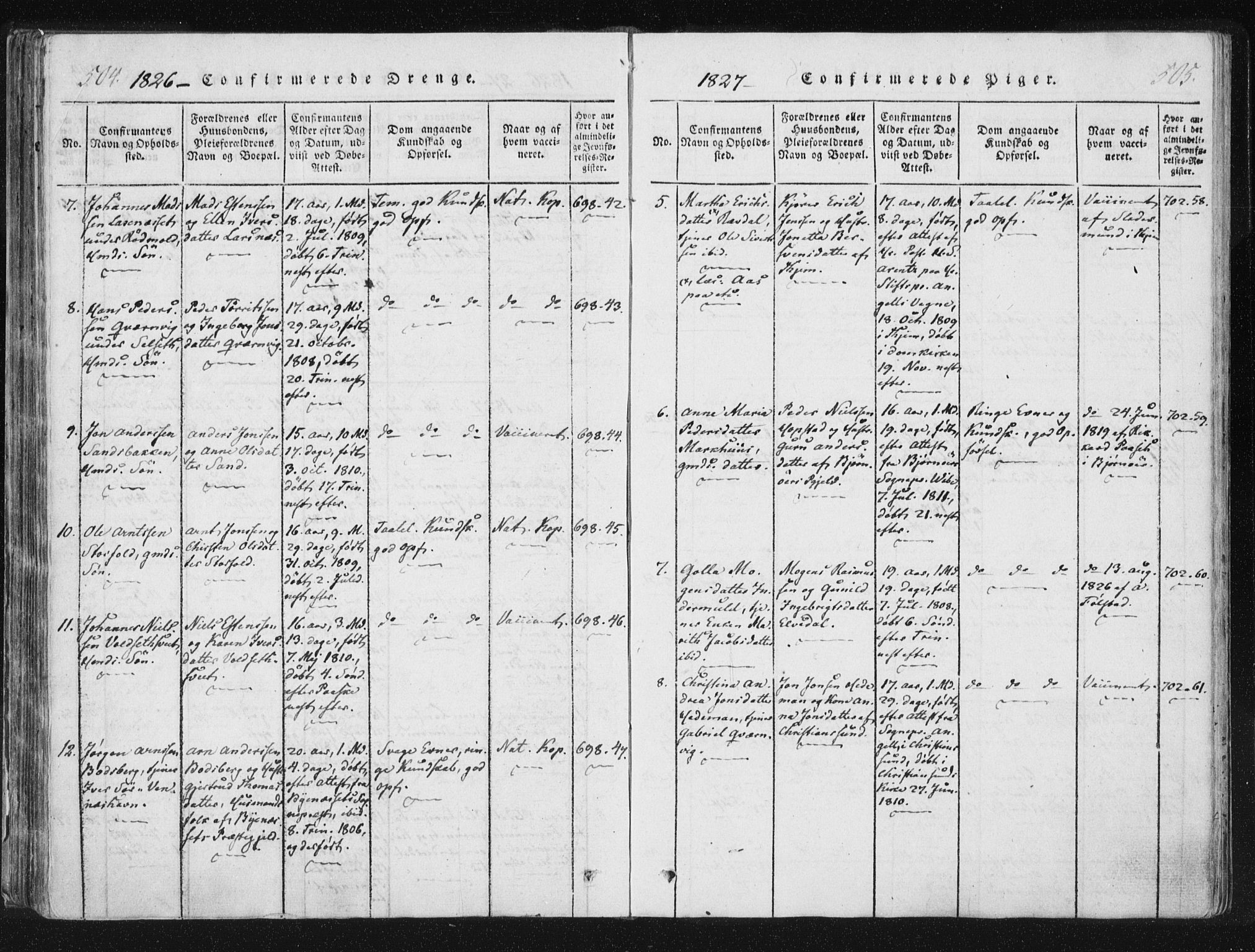 Ministerialprotokoller, klokkerbøker og fødselsregistre - Nord-Trøndelag, SAT/A-1458/744/L0417: Parish register (official) no. 744A01, 1817-1842, p. 504-505