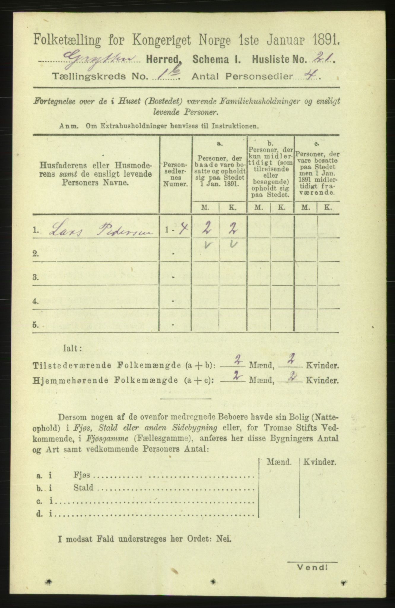 RA, 1891 census for 1539 Grytten, 1891, p. 166