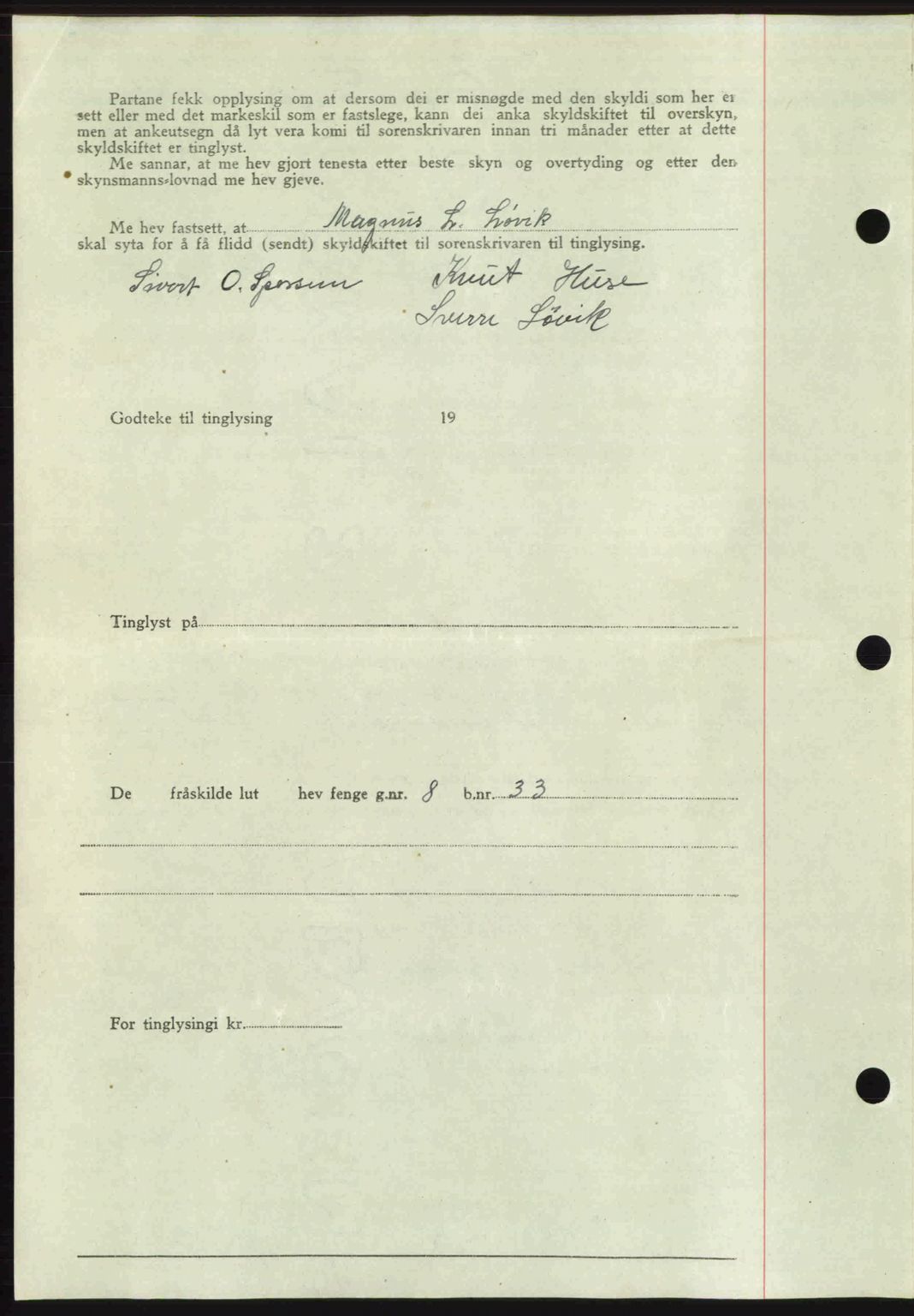 Romsdal sorenskriveri, SAT/A-4149/1/2/2C: Mortgage book no. A22, 1947-1947, Diary no: : 960/1947