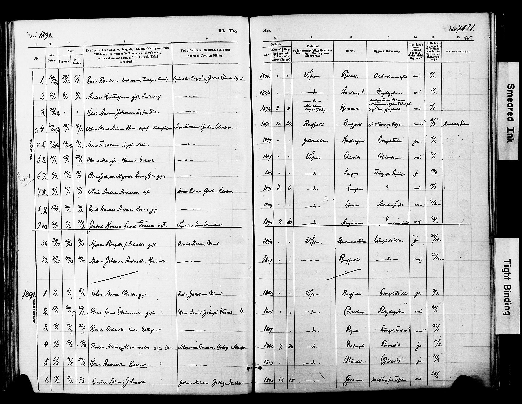 Ministerialprotokoller, klokkerbøker og fødselsregistre - Nordland, SAT/A-1459/820/L0295: Parish register (official) no. 820A16, 1880-1896, p. 405