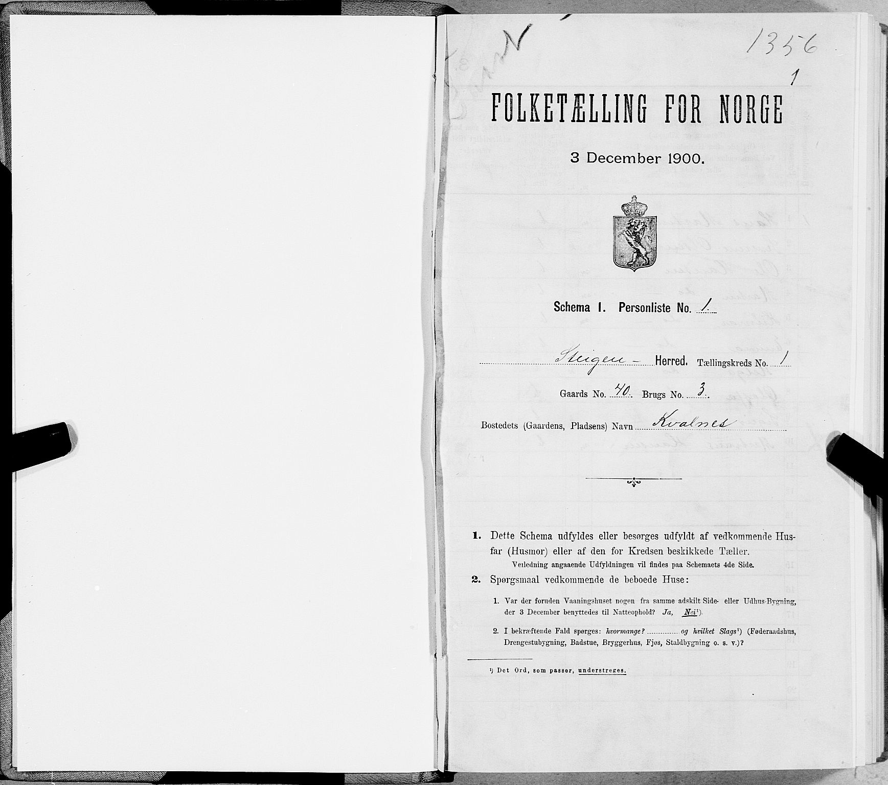 SAT, 1900 census for Steigen, 1900, p. 26