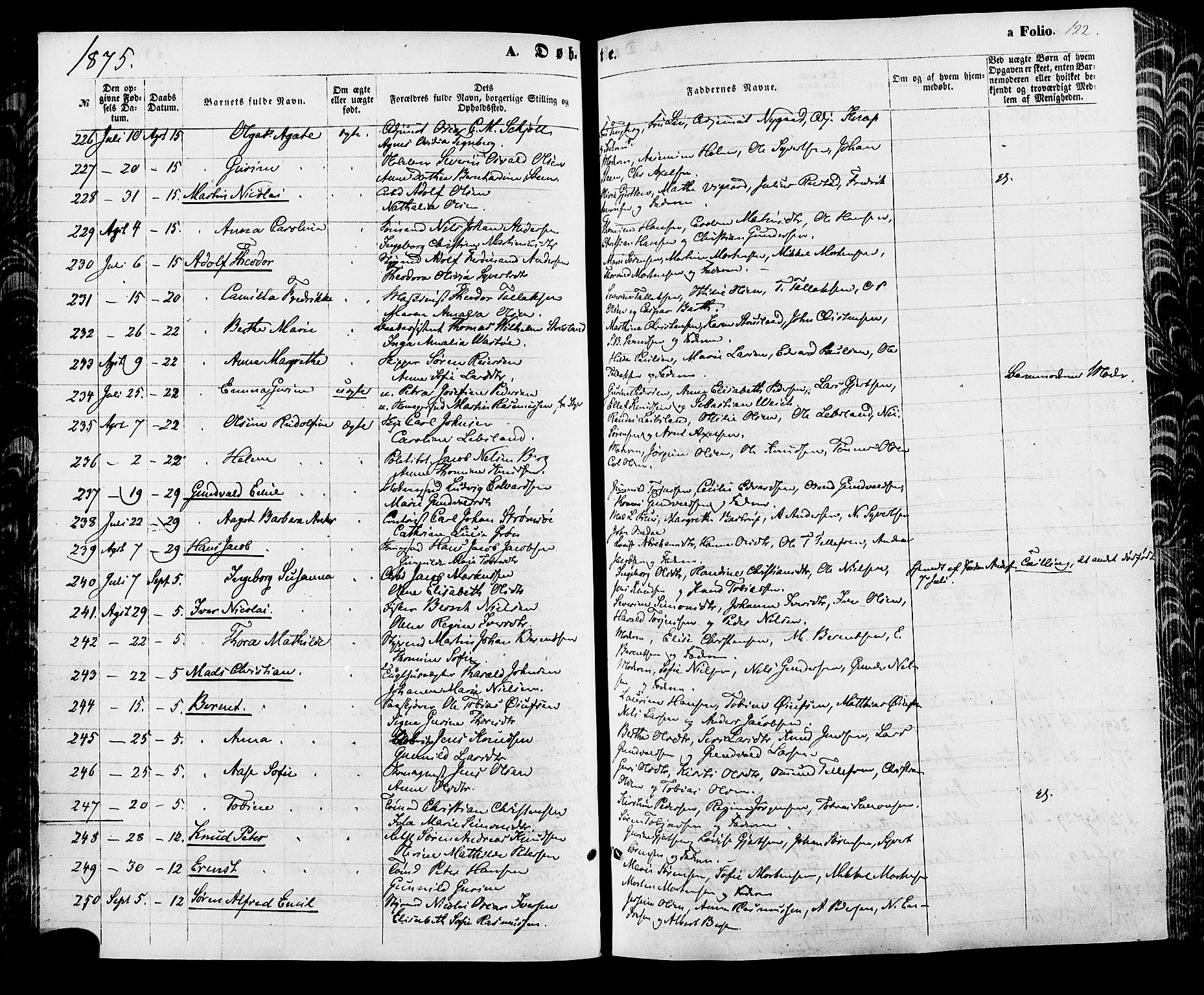 Kristiansand domprosti, SAK/1112-0006/F/Fa/L0015: Parish register (official) no. A 15, 1867-1880, p. 122