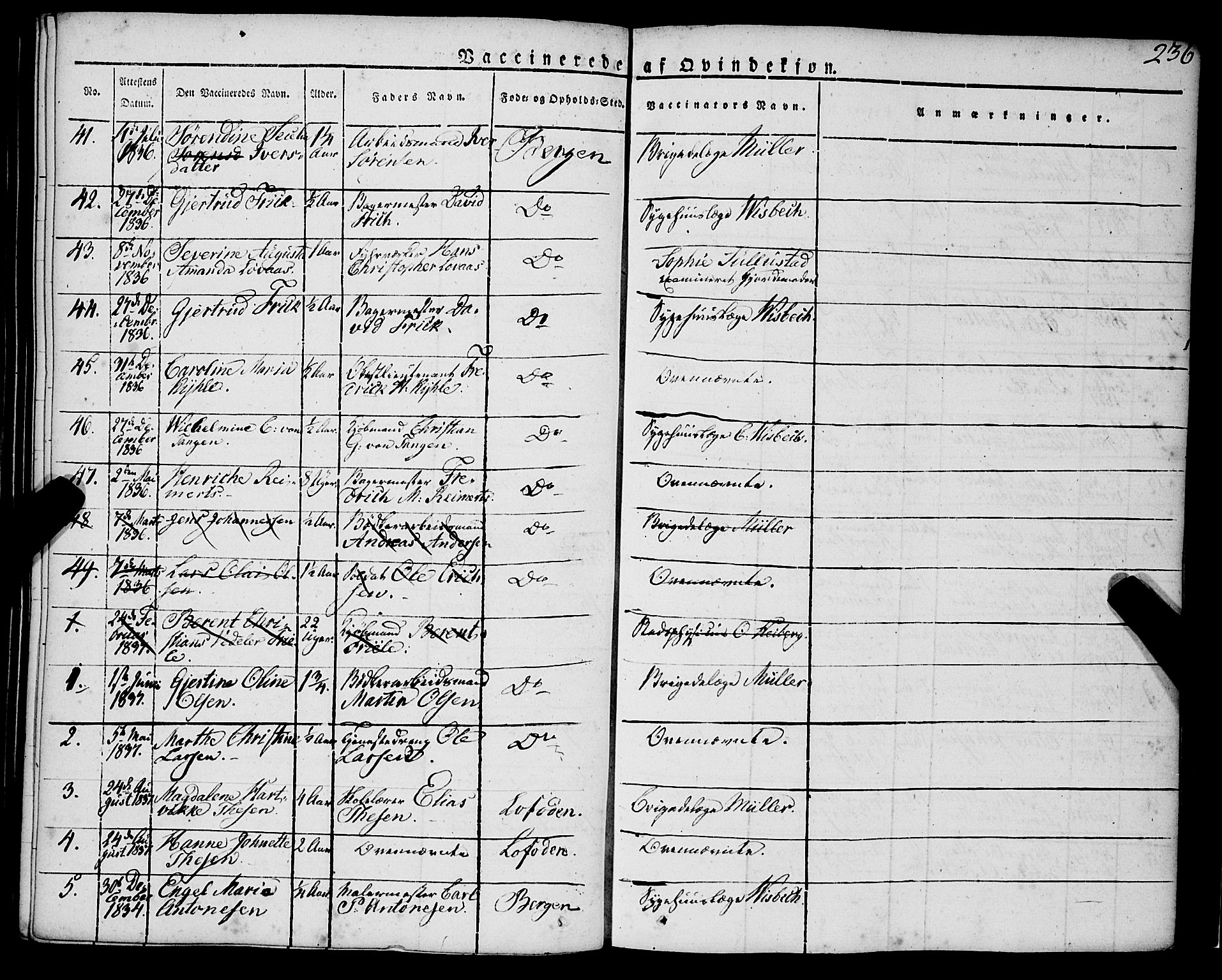 Korskirken sokneprestembete, SAB/A-76101/H/Haa/L0050: Parish register (official) no. F 1, 1821-1869, p. 236