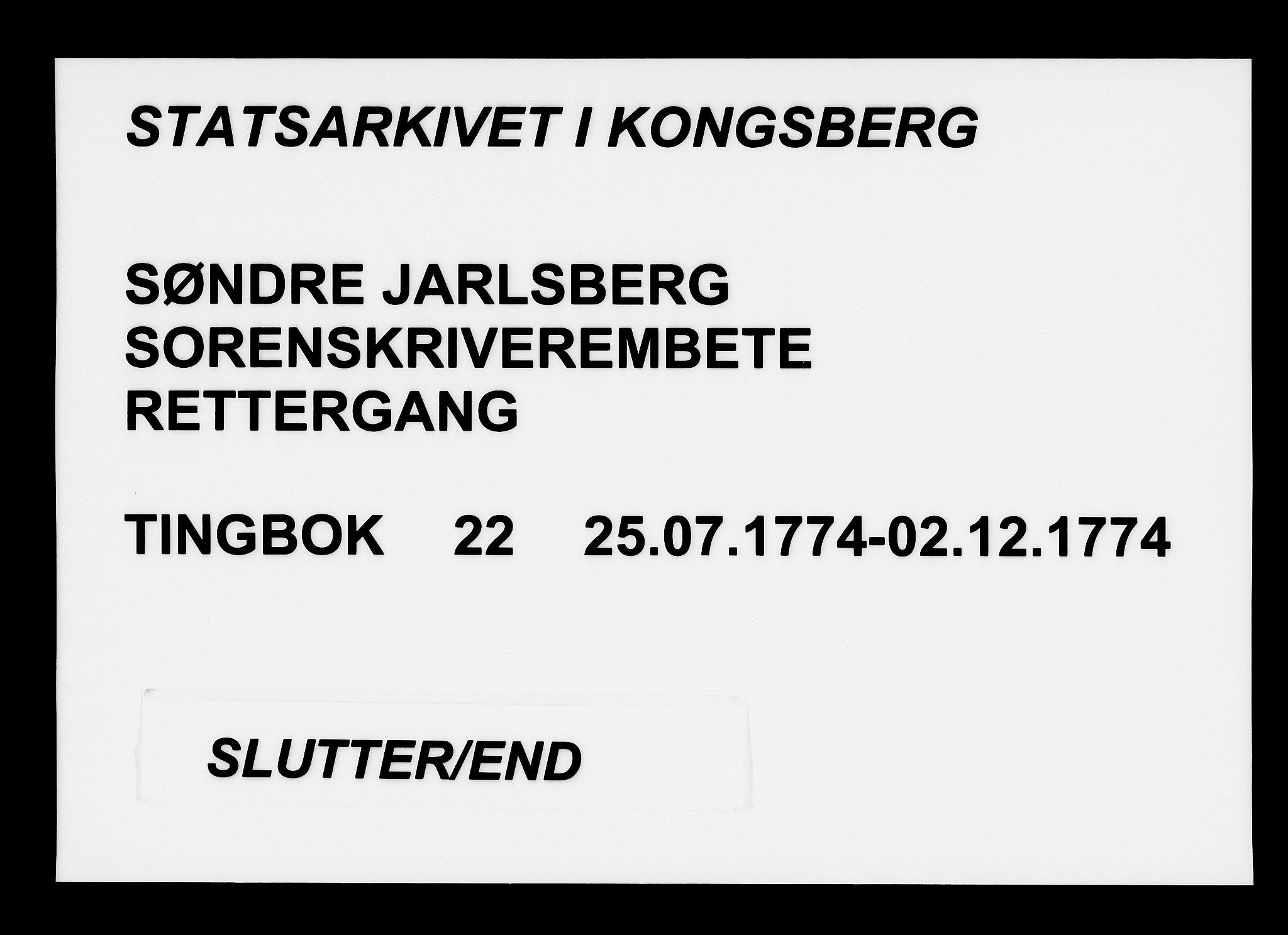 Søndre Jarlsberg sorenskriveri, AV/SAKO-A-129/F/Fa/L0022: Tingbok, 1774