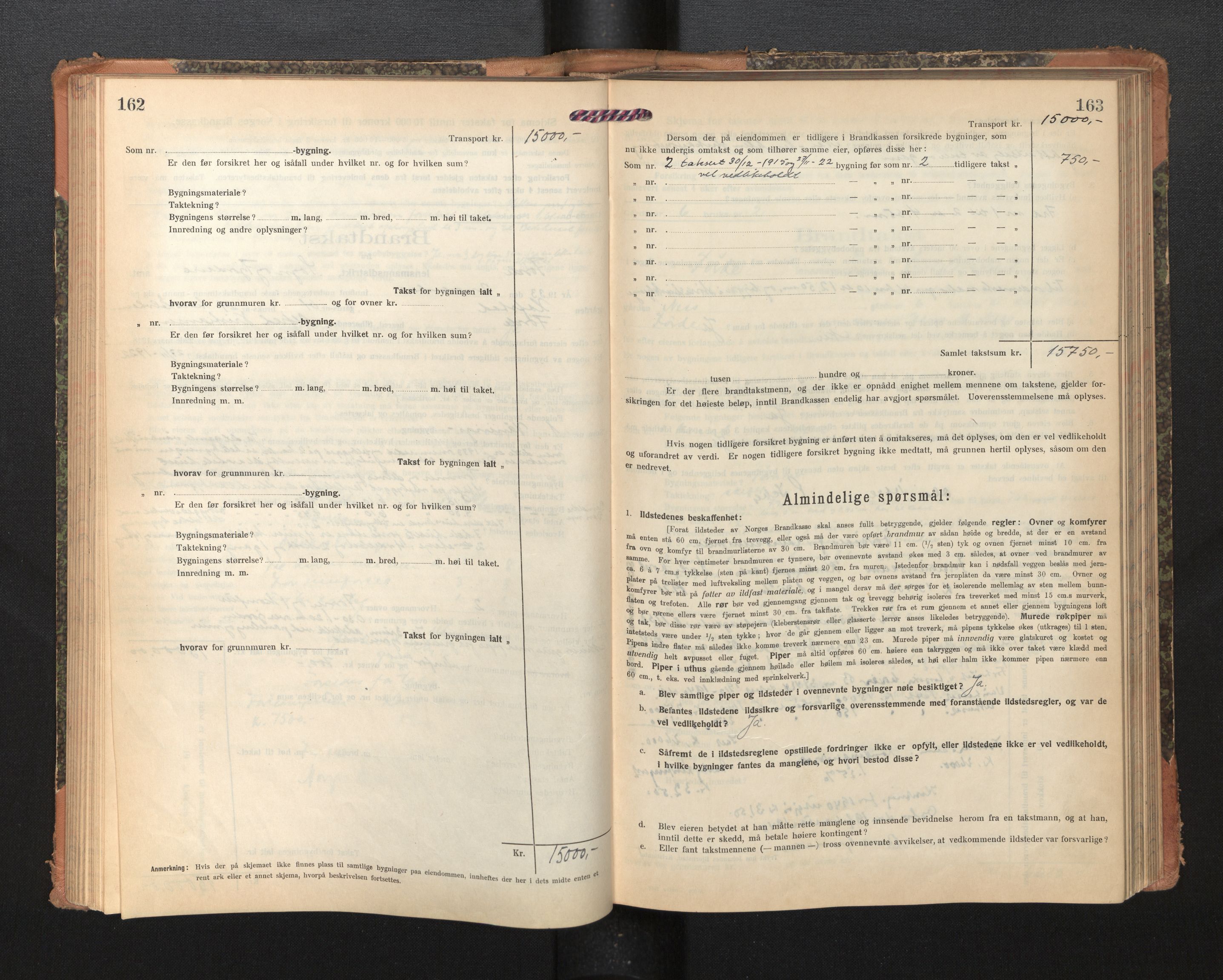 Lensmannen i Førde, AV/SAB-A-27401/0012/L0009: Branntakstprotokoll, skjematakst, 1922-1946, p. 162-163