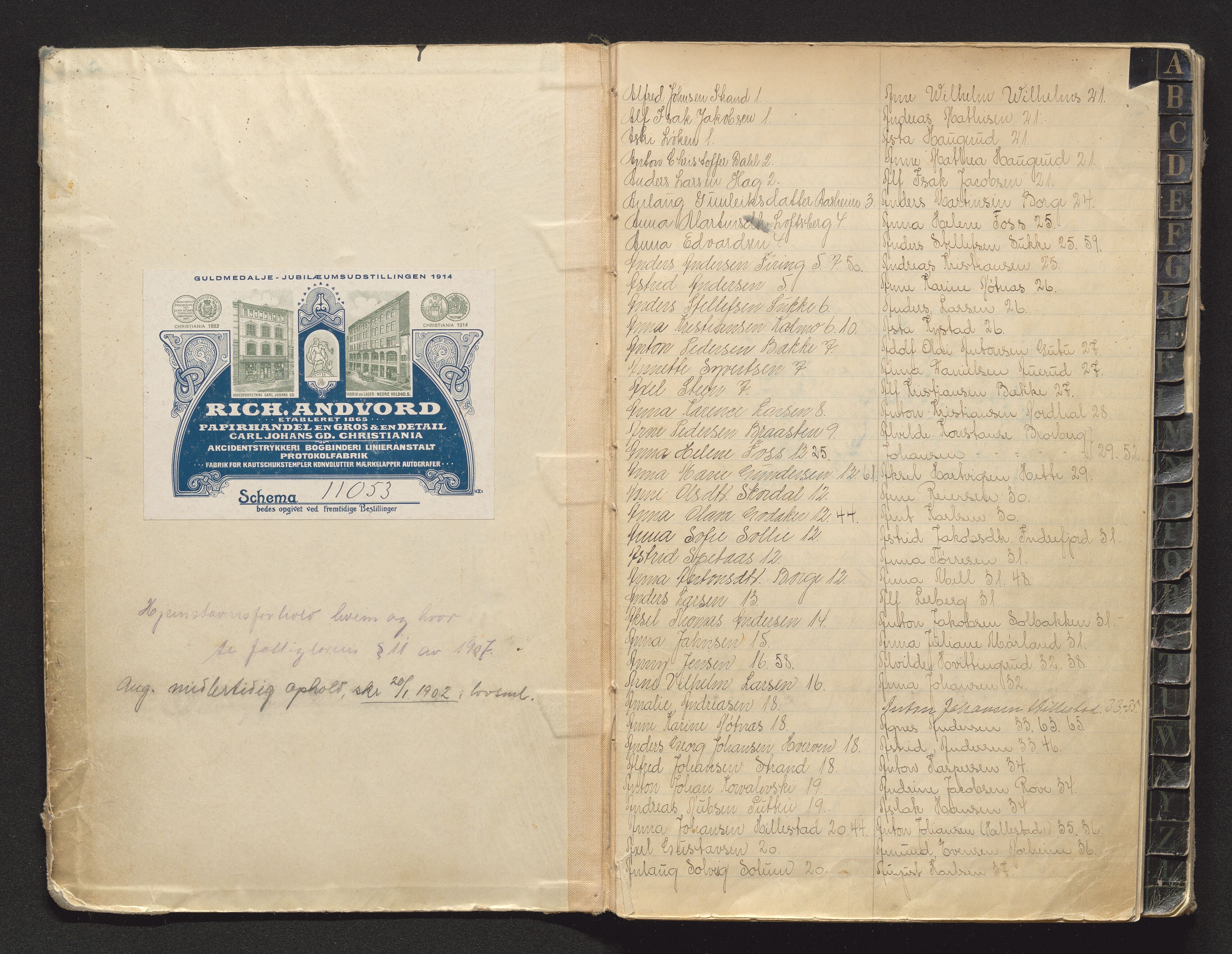 Botne lensmannskontor, AV/SAKO-A-534/O/Oa/L0004: Protokoll over inn- og utflyttede, 1915-1925