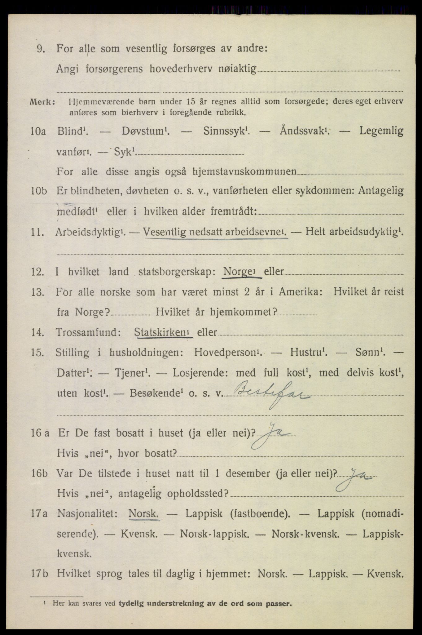 SAT, 1920 census for Ankenes, 1920, p. 3442