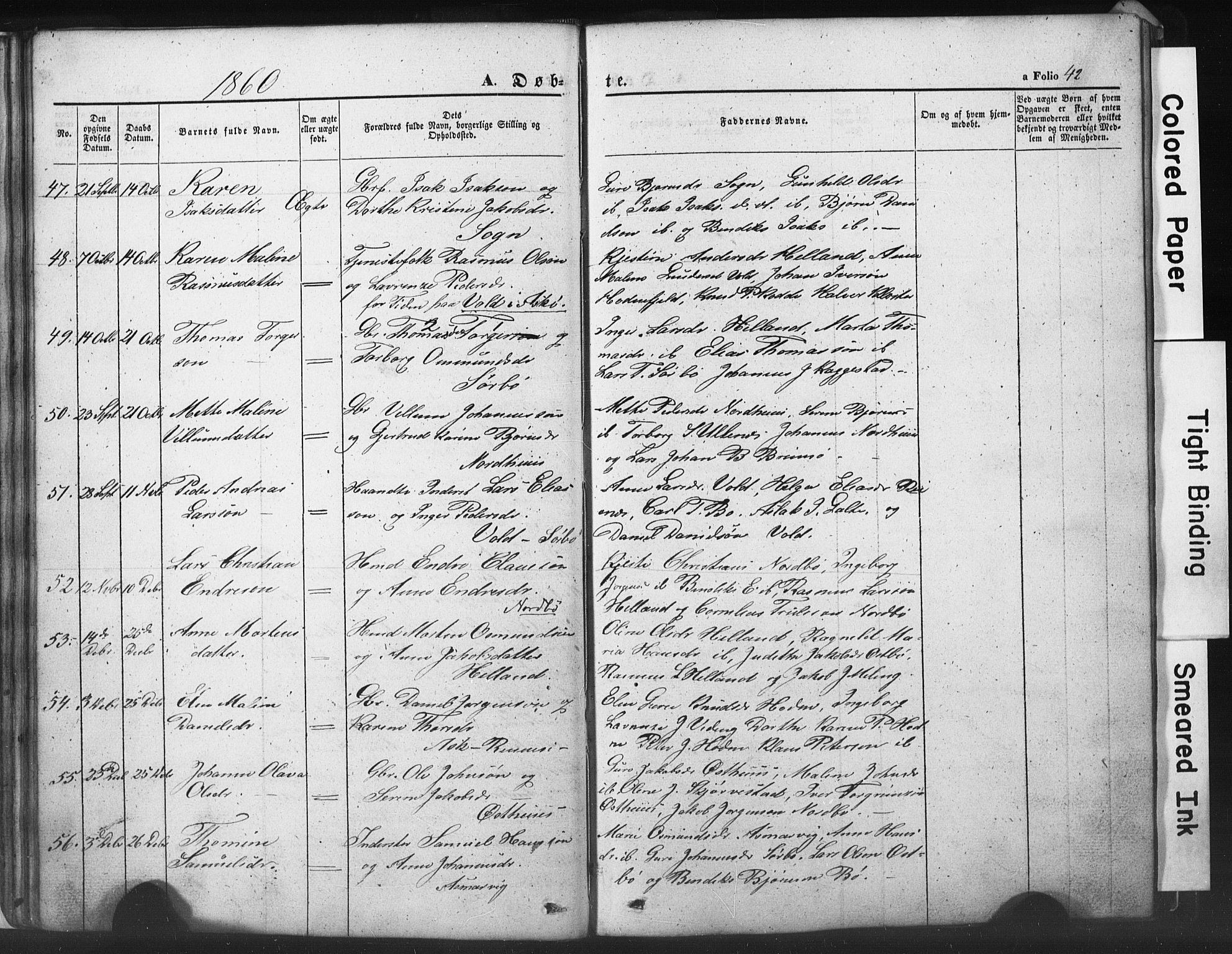 Rennesøy sokneprestkontor, AV/SAST-A -101827/H/Ha/Hab/L0002: Parish register (copy) no. B 2, 1852-1880, p. 42