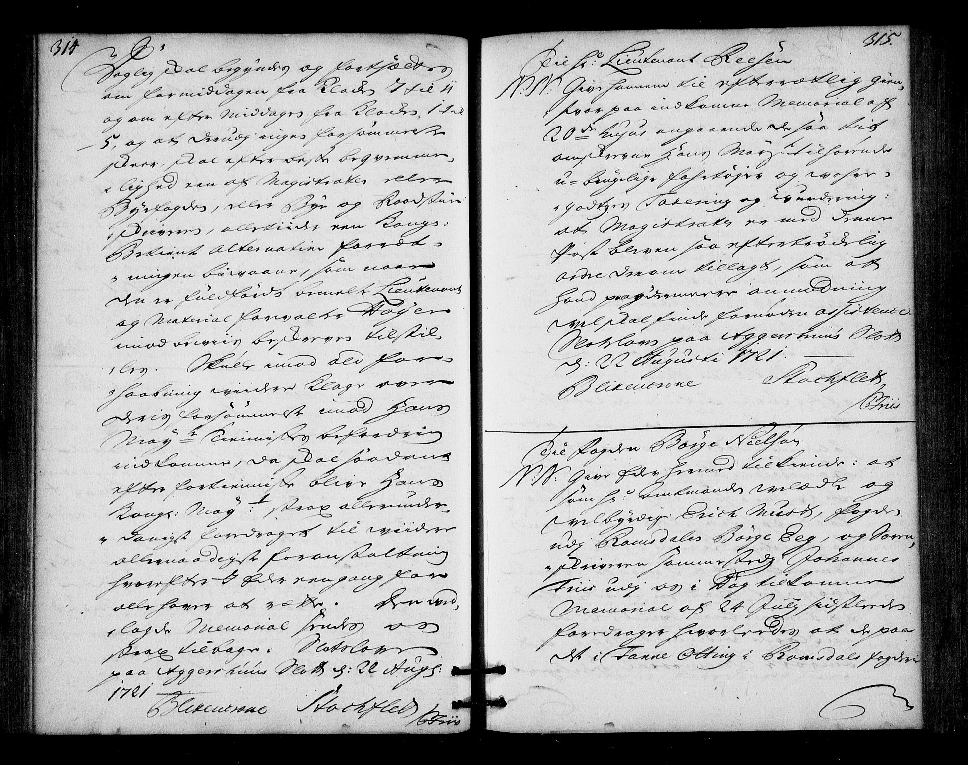 Stattholderembetet 1572-1771, AV/RA-EA-2870/Bd/L0013: Ordreprotokoll, 1720-1722, p. 314-315