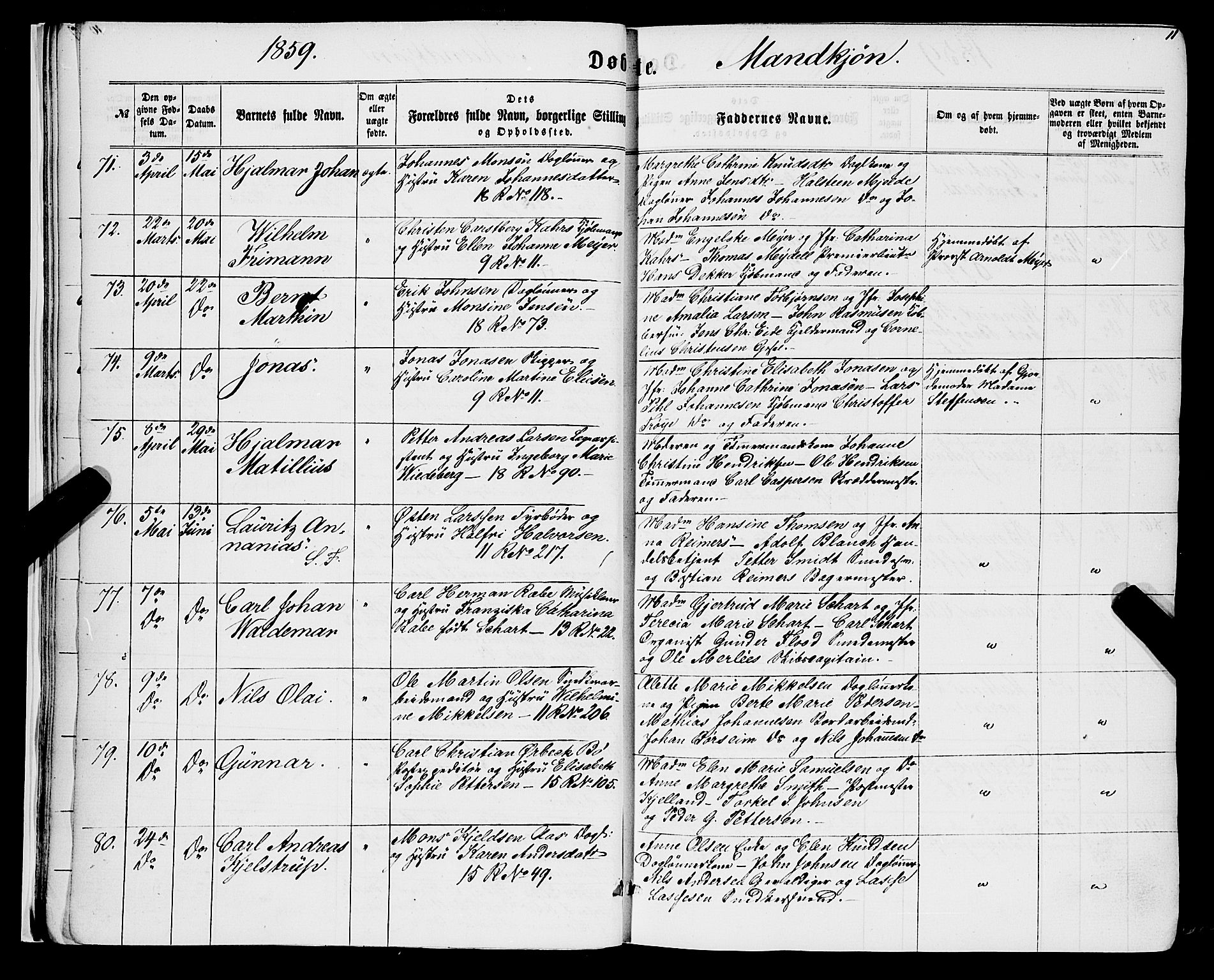 Domkirken sokneprestembete, AV/SAB-A-74801/H/Haa/L0021: Parish register (official) no. B 4, 1859-1871, p. 11