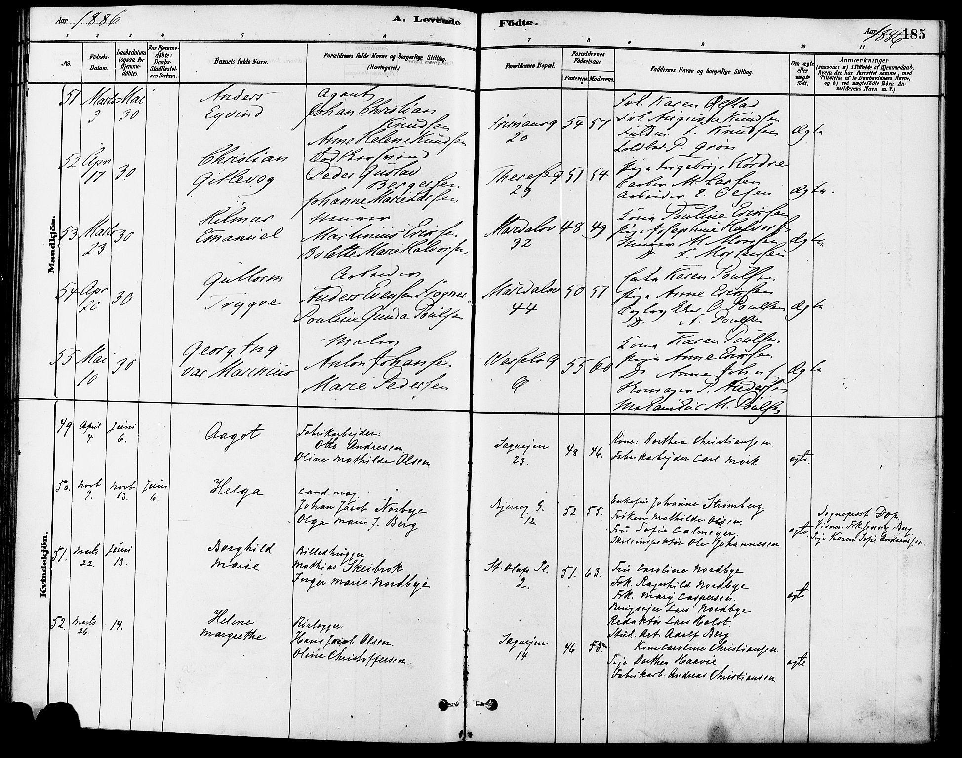 Gamle Aker prestekontor Kirkebøker, AV/SAO-A-10617a/F/L0006: Parish register (official) no. 6, 1880-1887, p. 185