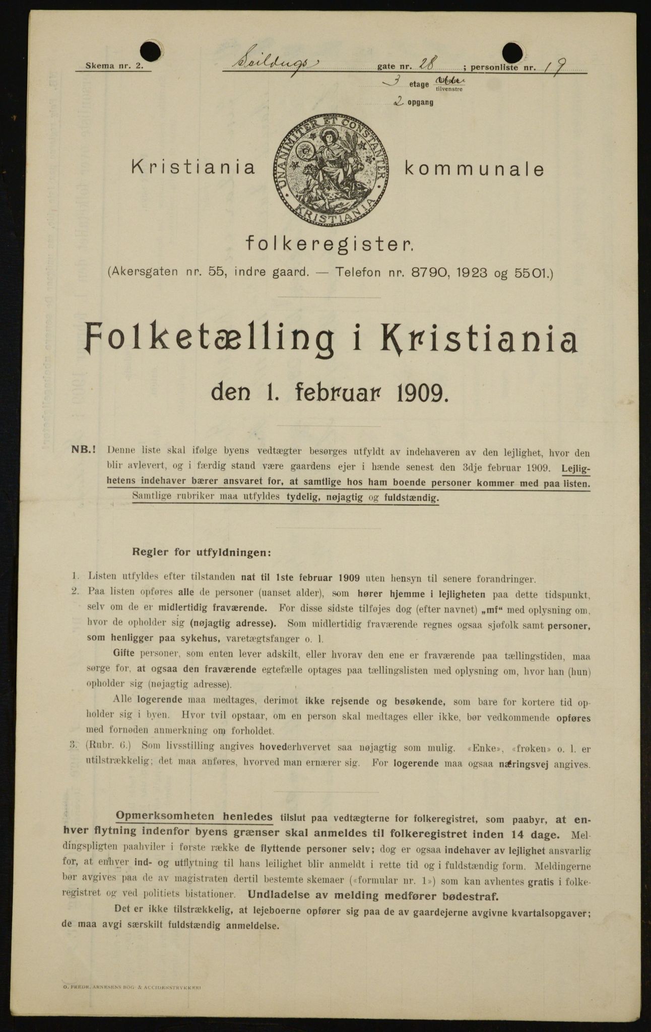 OBA, Municipal Census 1909 for Kristiania, 1909, p. 85856
