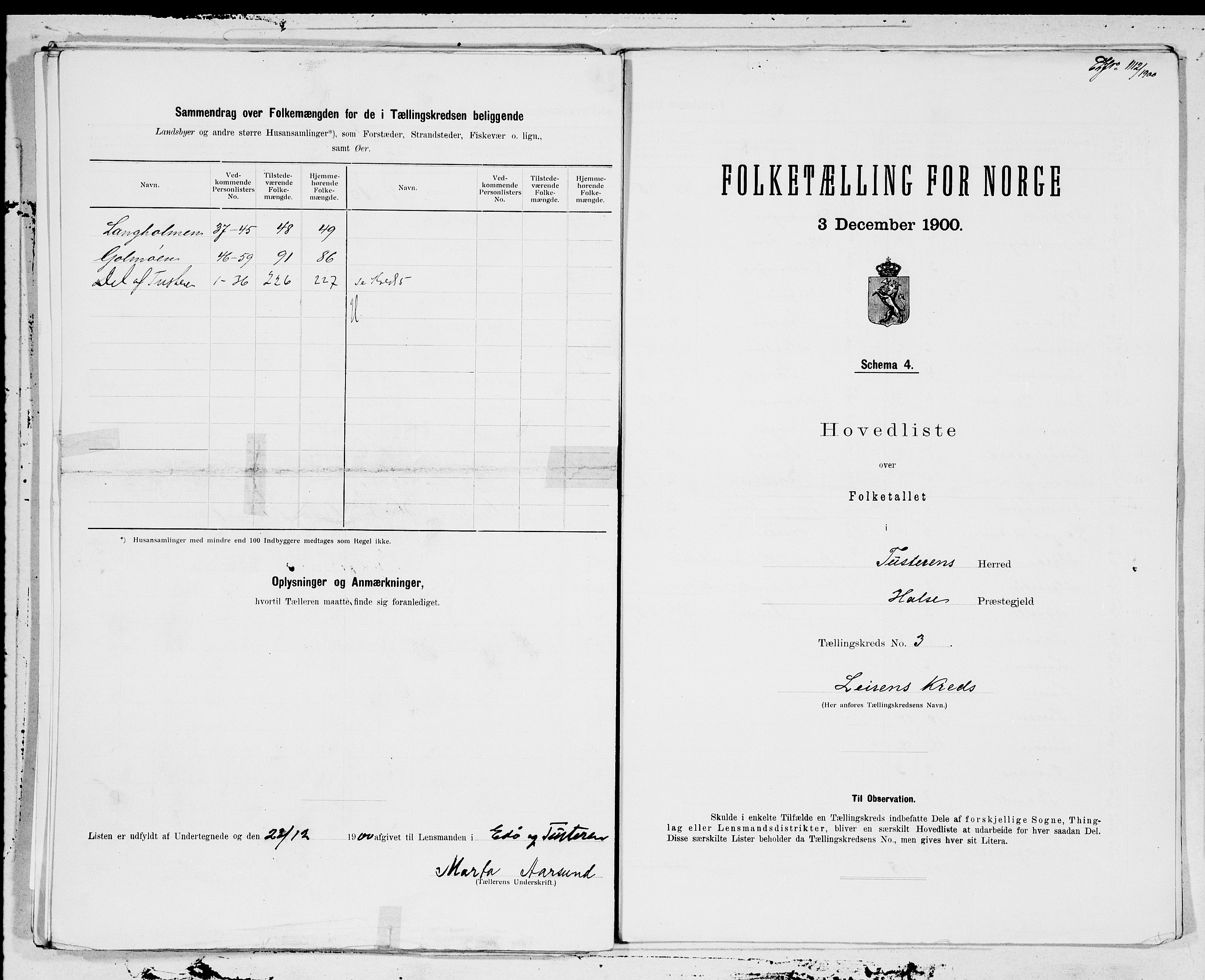 SAT, 1900 census for Tustna, 1900, p. 6