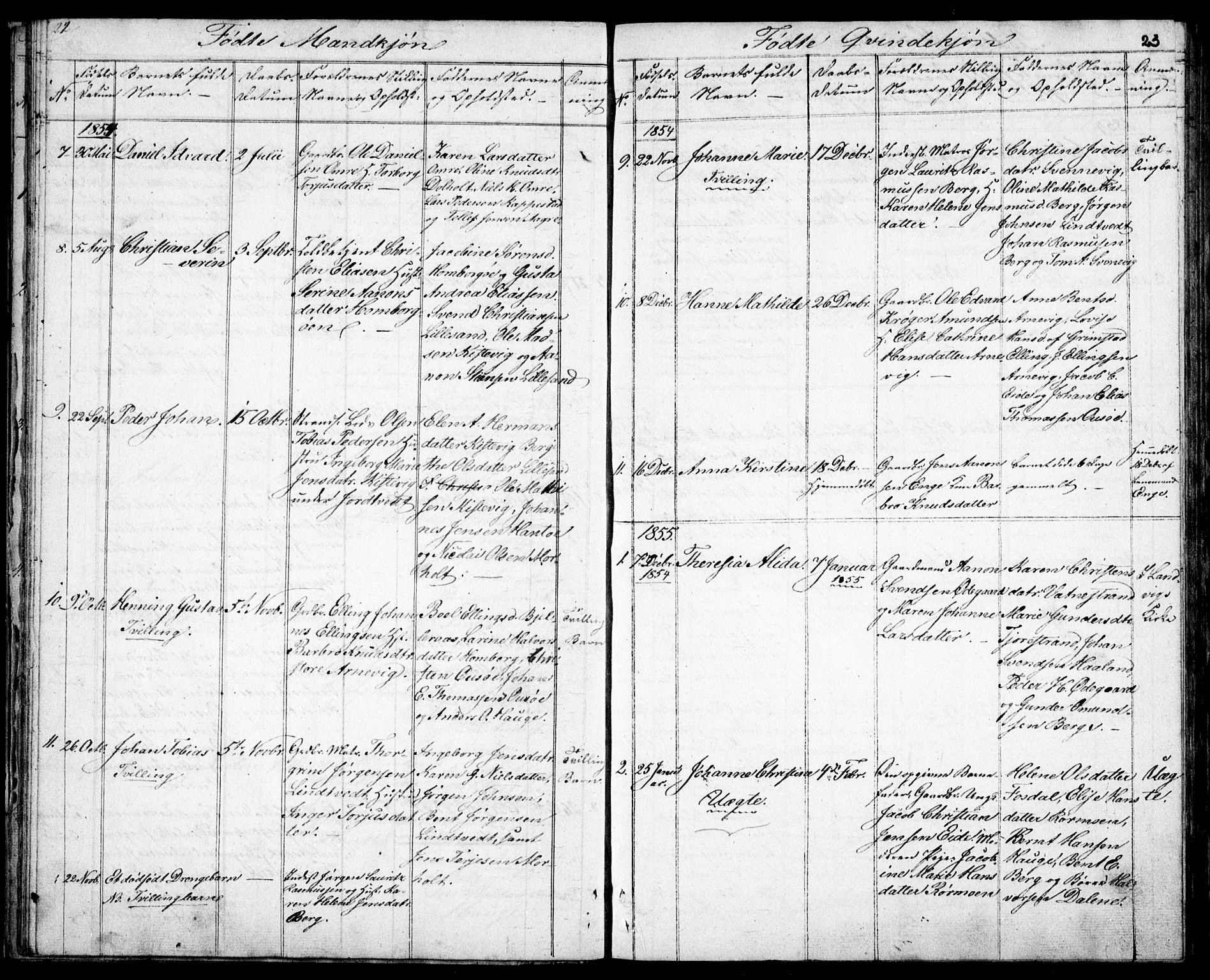 Hommedal sokneprestkontor, AV/SAK-1111-0023/F/Fb/Fba/L0002: Parish register (copy) no. B 2, 1841-1863, p. 23