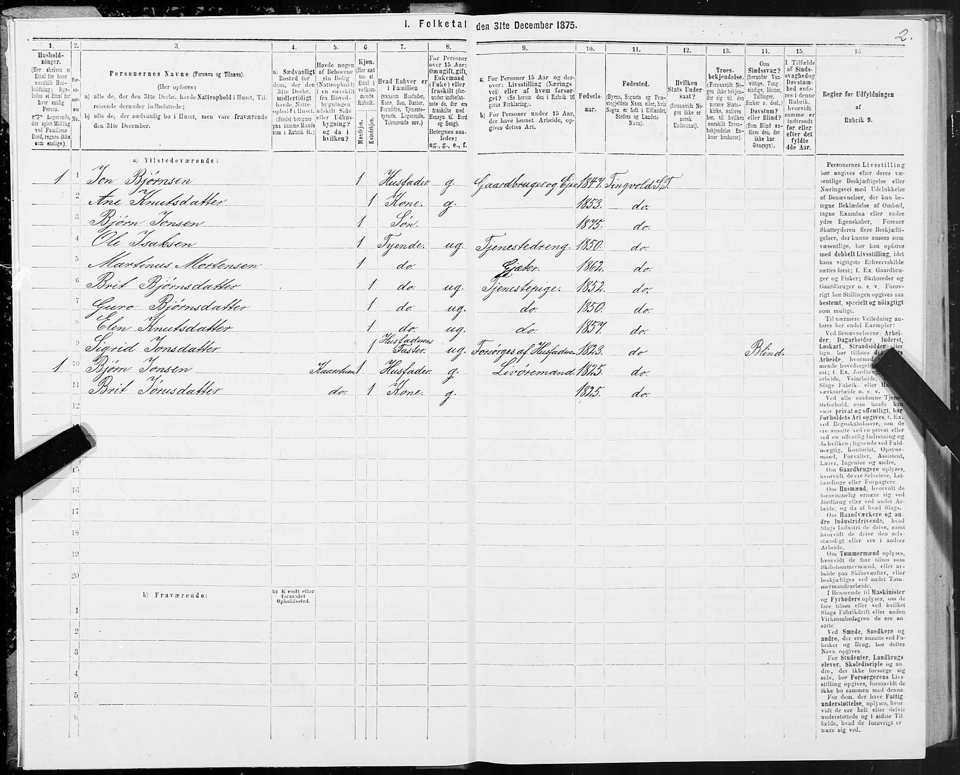 SAT, 1875 census for 1560P Tingvoll, 1875, p. 1002