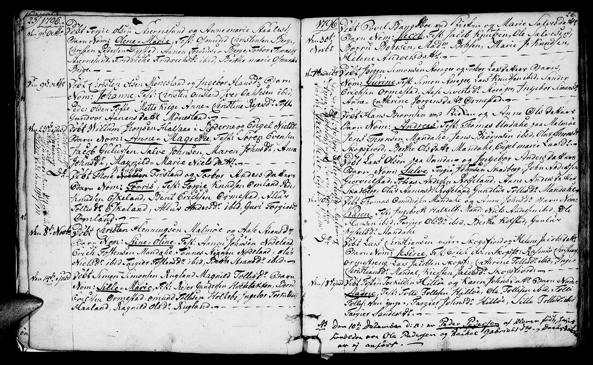 Mandal sokneprestkontor, SAK/1111-0030/F/Fa/Faa/L0008: Parish register (official) no. A 8, 1794-1817, p. 25-26