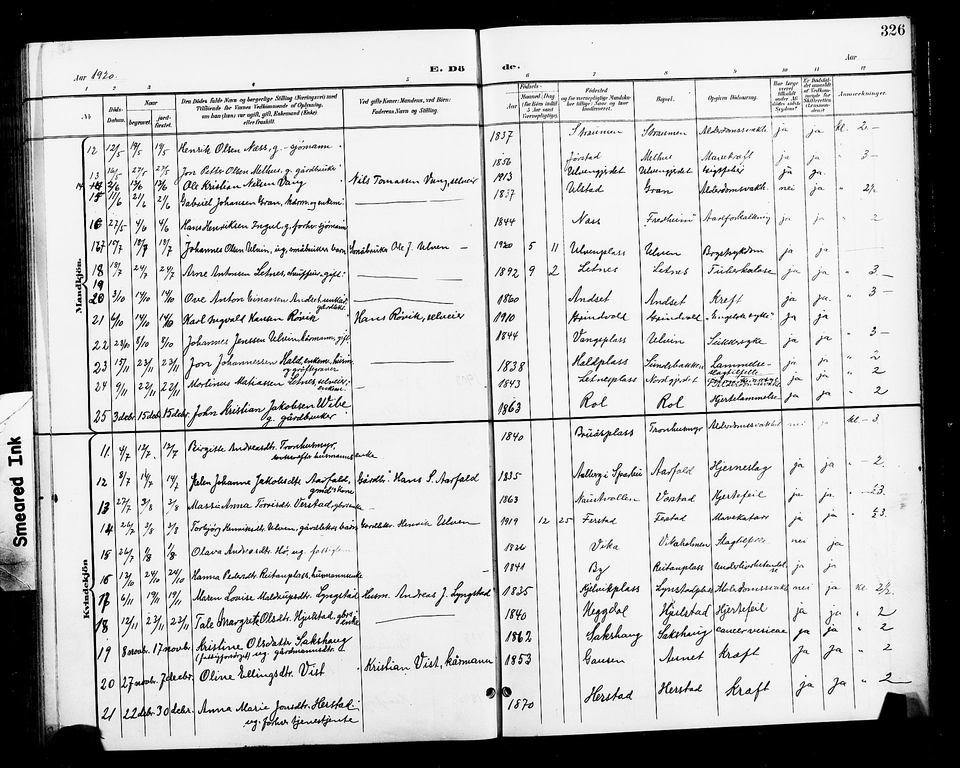 Ministerialprotokoller, klokkerbøker og fødselsregistre - Nord-Trøndelag, SAT/A-1458/730/L0302: Parish register (copy) no. 730C05, 1898-1924, p. 326