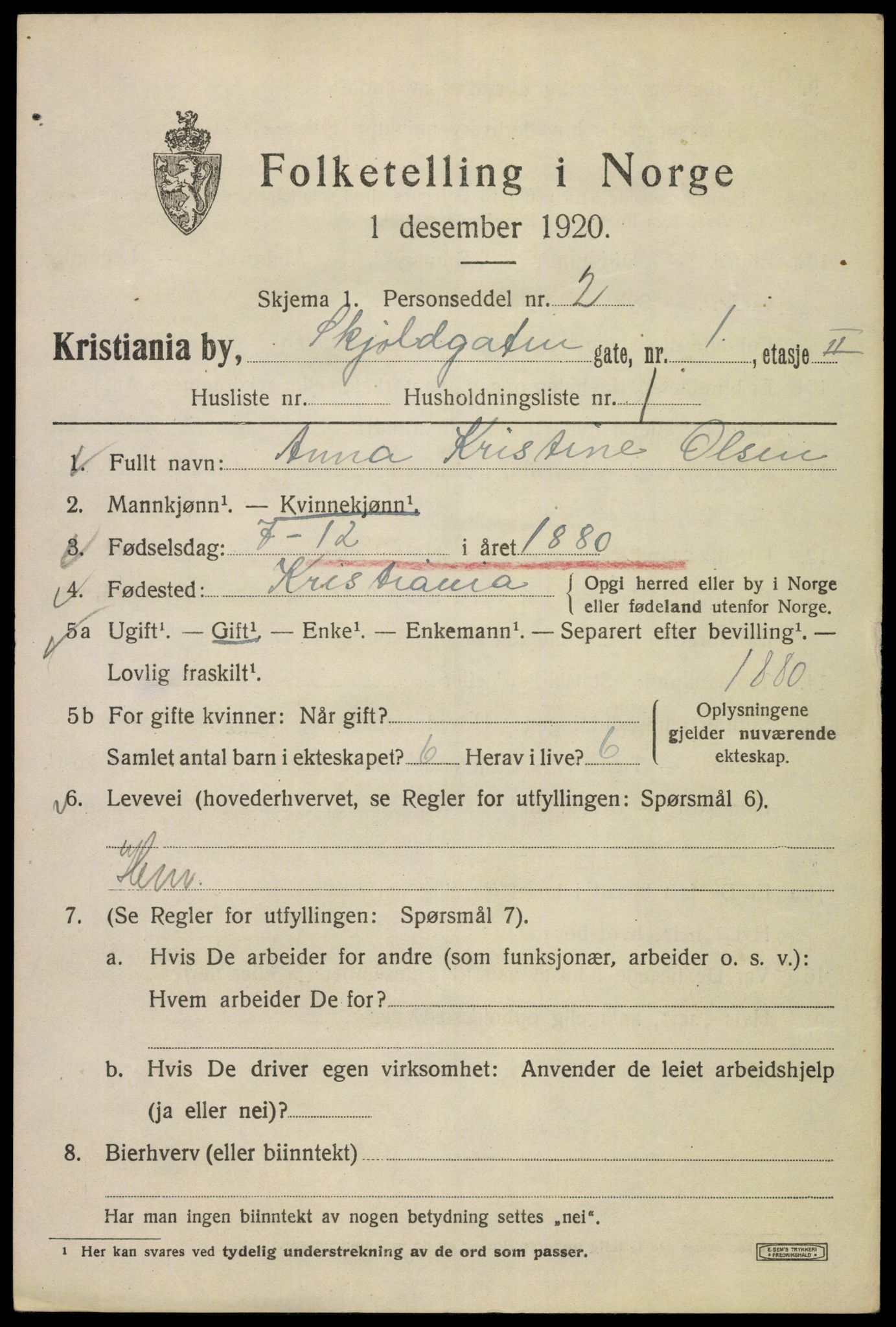 SAO, 1920 census for Kristiania, 1920, p. 514493