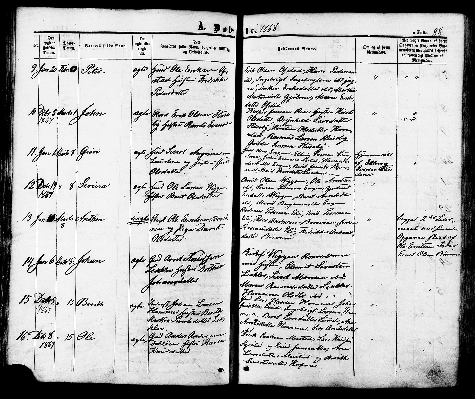 Ministerialprotokoller, klokkerbøker og fødselsregistre - Sør-Trøndelag, SAT/A-1456/665/L0772: Parish register (official) no. 665A07, 1856-1878, p. 88