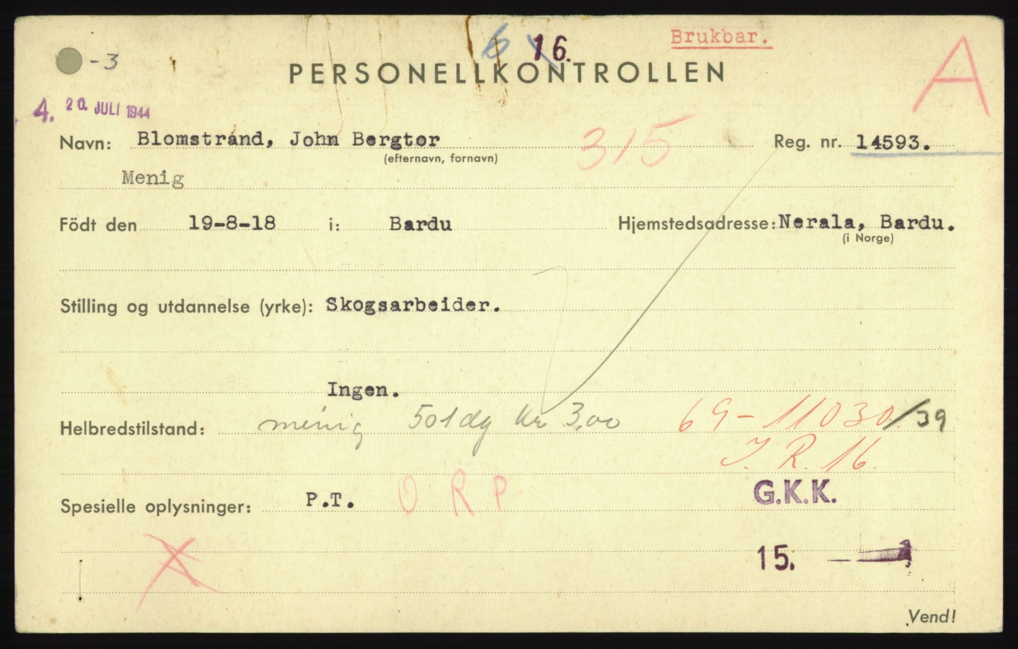 Forsvaret, Troms infanteriregiment nr. 16, AV/RA-RAFA-3146/P/Pa/L0023: Rulleblad for regimentets menige mannskaper, årsklasse 1939, 1939, p. 131