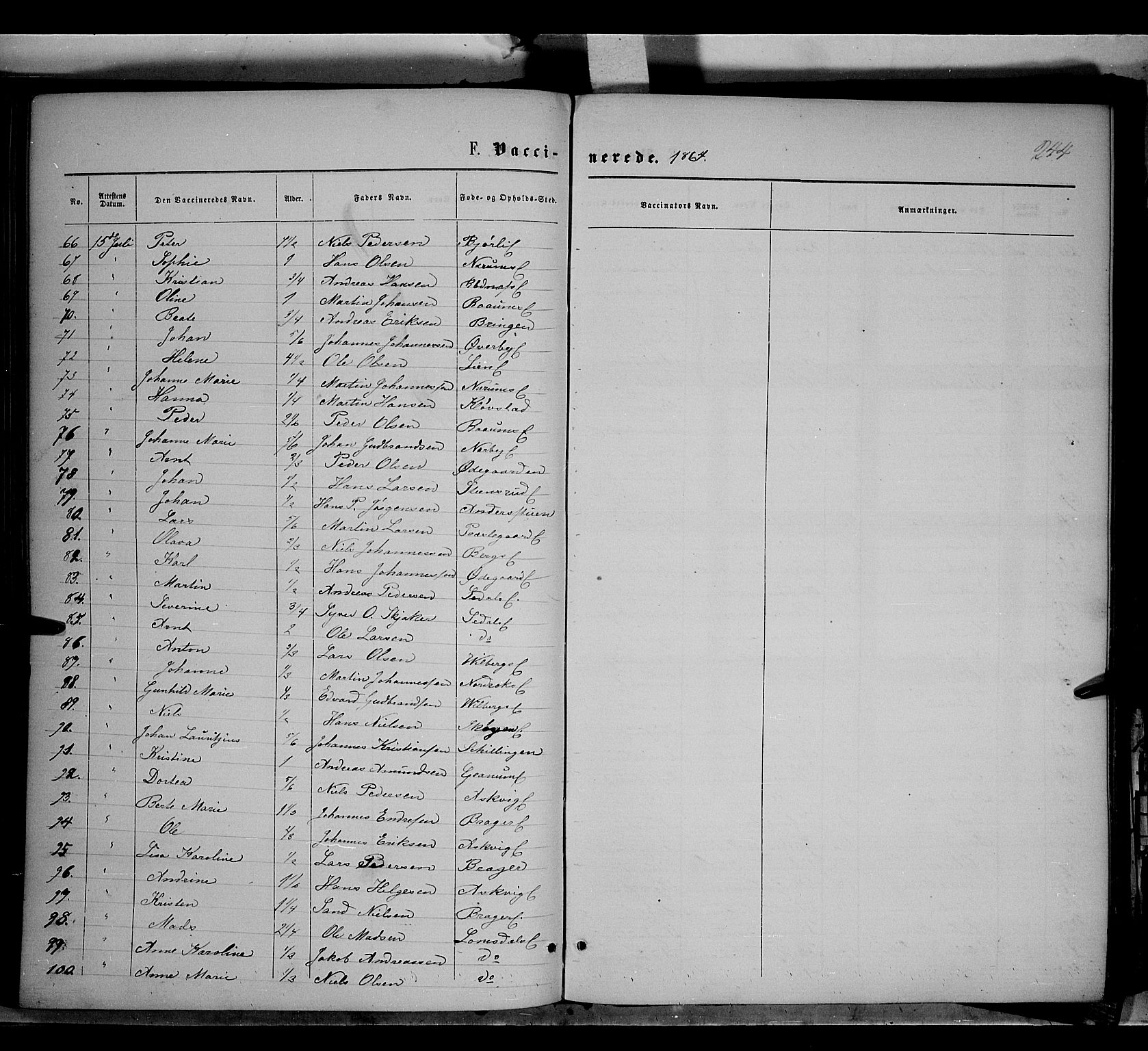 Søndre Land prestekontor, AV/SAH-PREST-122/K/L0001: Parish register (official) no. 1, 1860-1877, p. 244