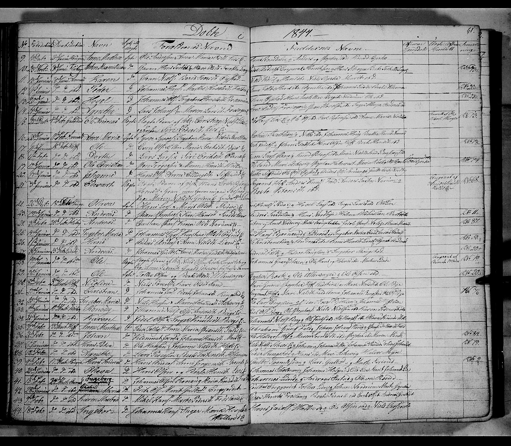 Land prestekontor, SAH/PREST-120/H/Ha/Hab/L0002: Parish register (copy) no. 2, 1833-1849, p. 61