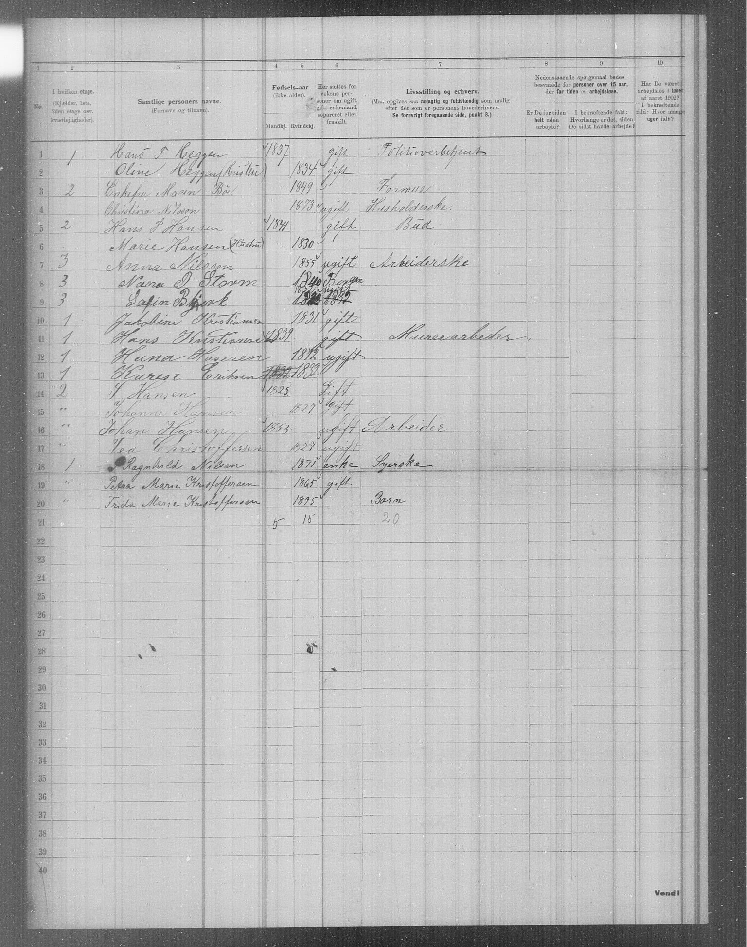 OBA, Municipal Census 1902 for Kristiania, 1902, p. 2731
