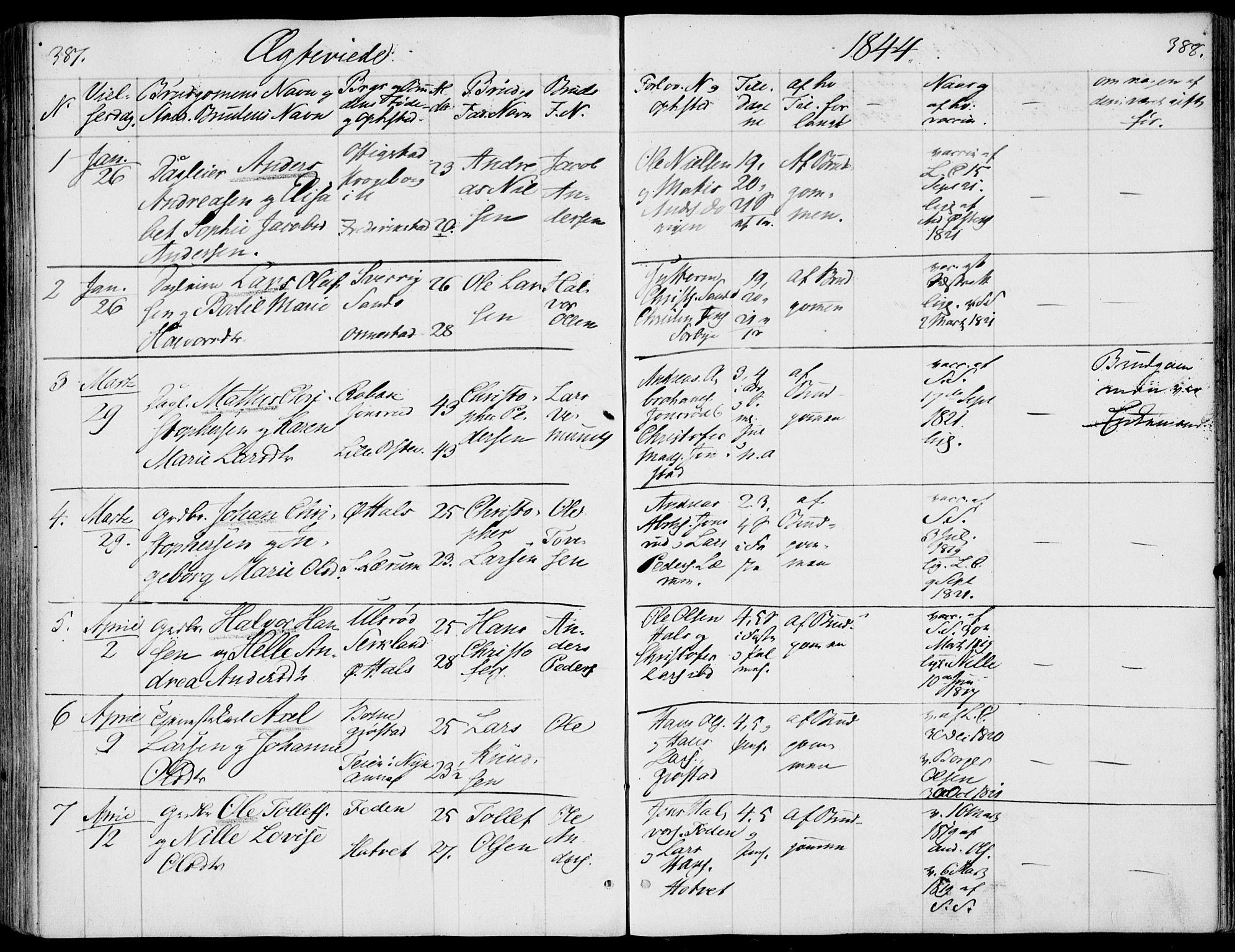 Våle kirkebøker, AV/SAKO-A-334/F/Fa/L0009a: Parish register (official) no. I 9A, 1839-1860, p. 387-388