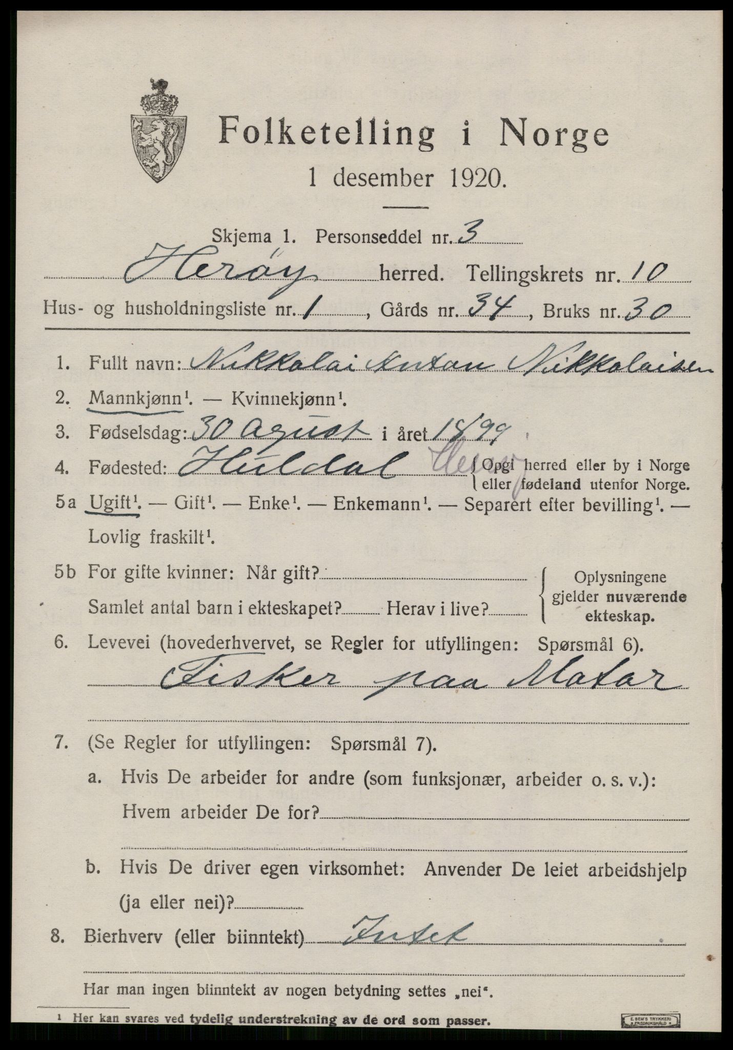 SAT, 1920 census for Herøy (MR), 1920, p. 6161