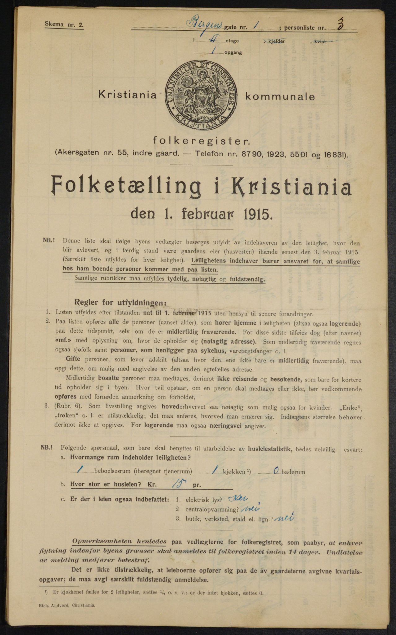 OBA, Municipal Census 1915 for Kristiania, 1915, p. 3759