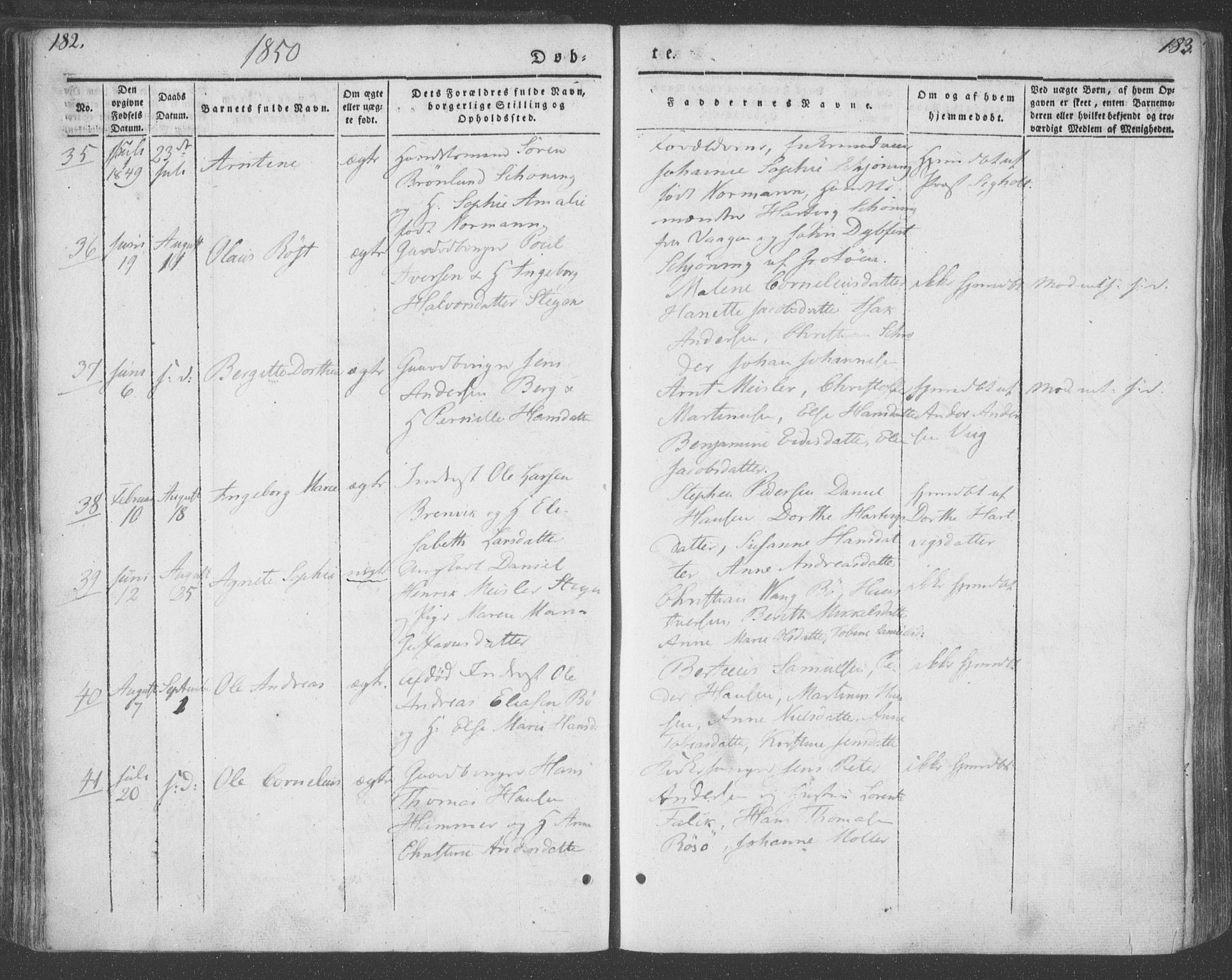 Ministerialprotokoller, klokkerbøker og fødselsregistre - Nordland, AV/SAT-A-1459/855/L0799: Parish register (official) no. 855A07, 1834-1852, p. 182-183