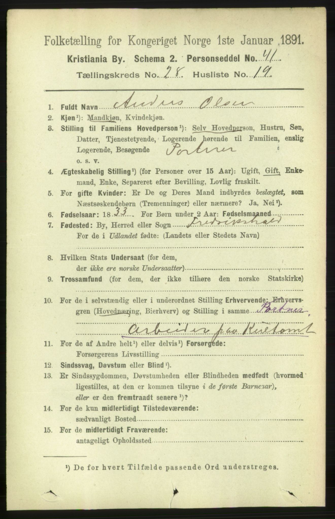 RA, 1891 census for 0301 Kristiania, 1891, p. 14819