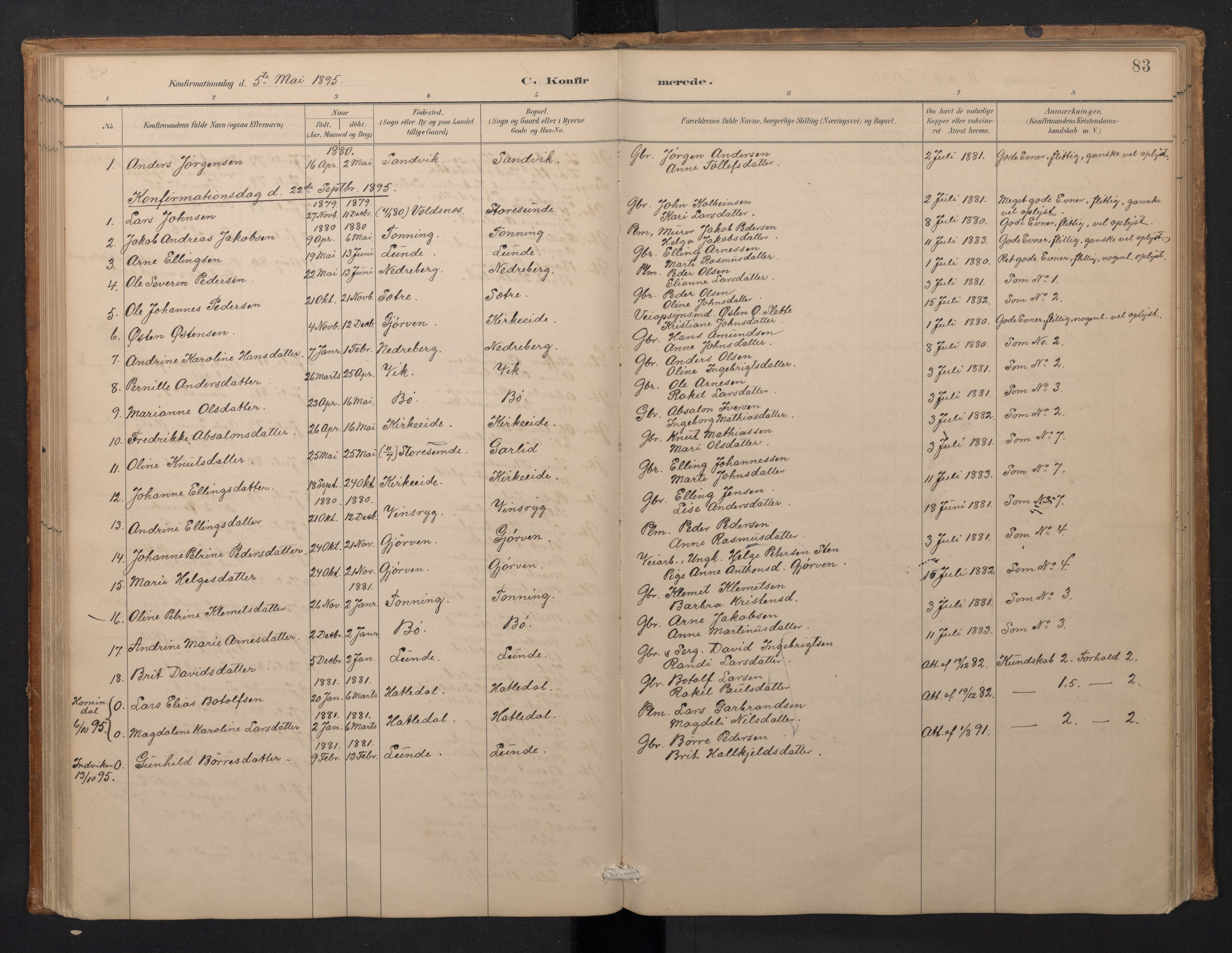 Stryn Sokneprestembete, SAB/A-82501: Parish register (copy) no. A 2, 1883-1905, p. 82b-83a