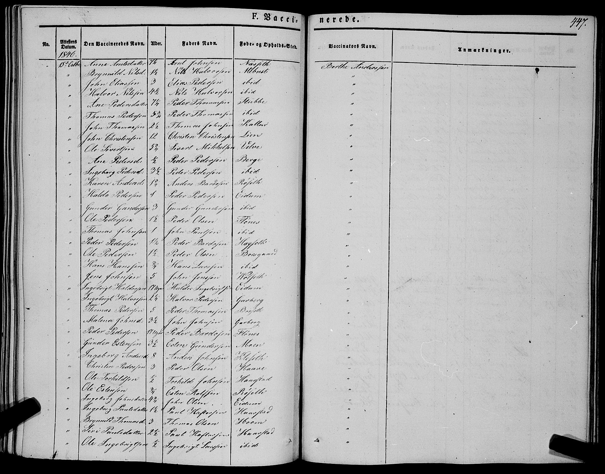 Ministerialprotokoller, klokkerbøker og fødselsregistre - Sør-Trøndelag, SAT/A-1456/695/L1145: Parish register (official) no. 695A06 /1, 1843-1859, p. 447