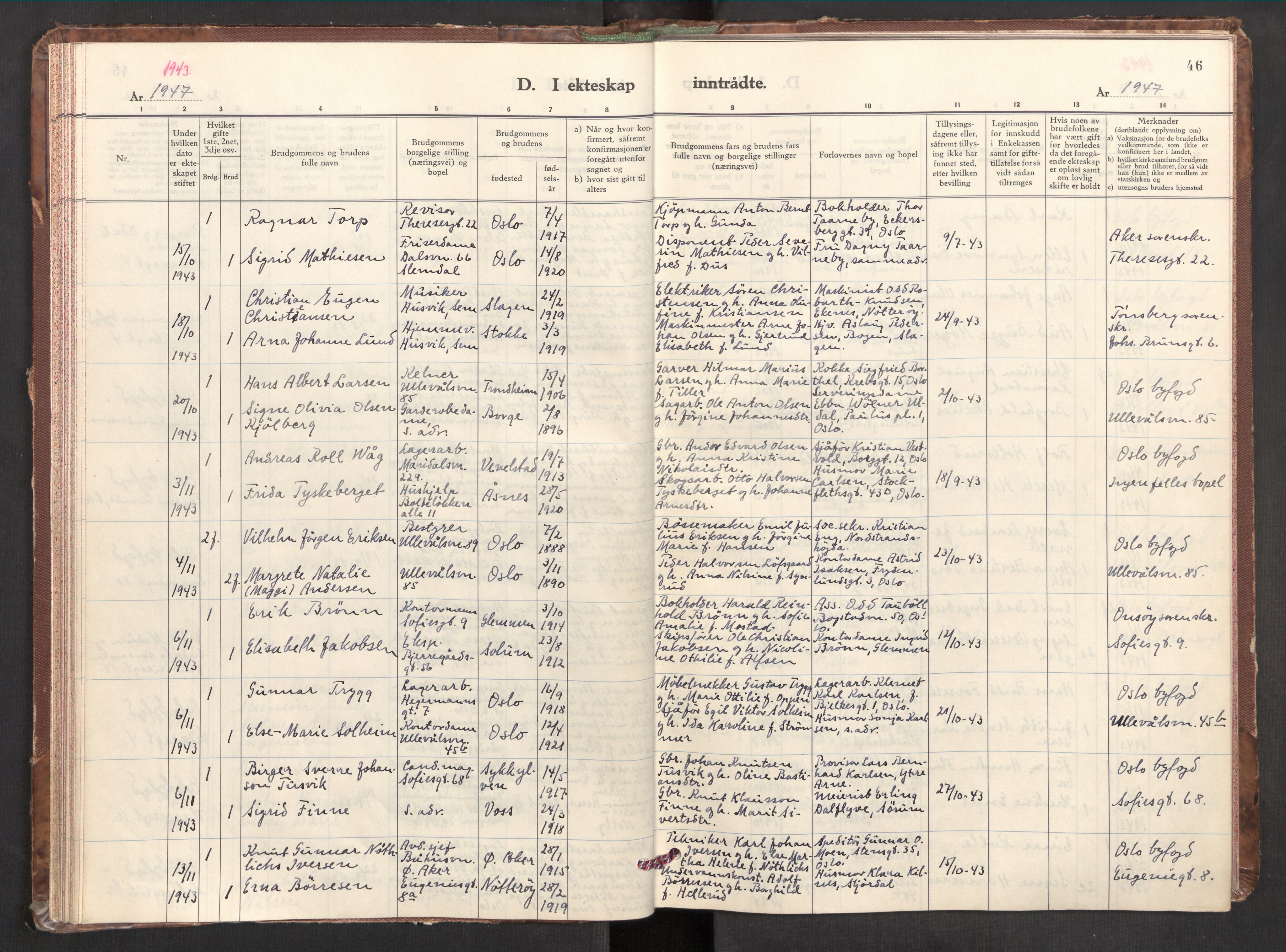 Markus prestekontor Kirkebøker, AV/SAO-A-10830/F/L0005: Parish register (official) no. 5, 1942-1960, p. 46