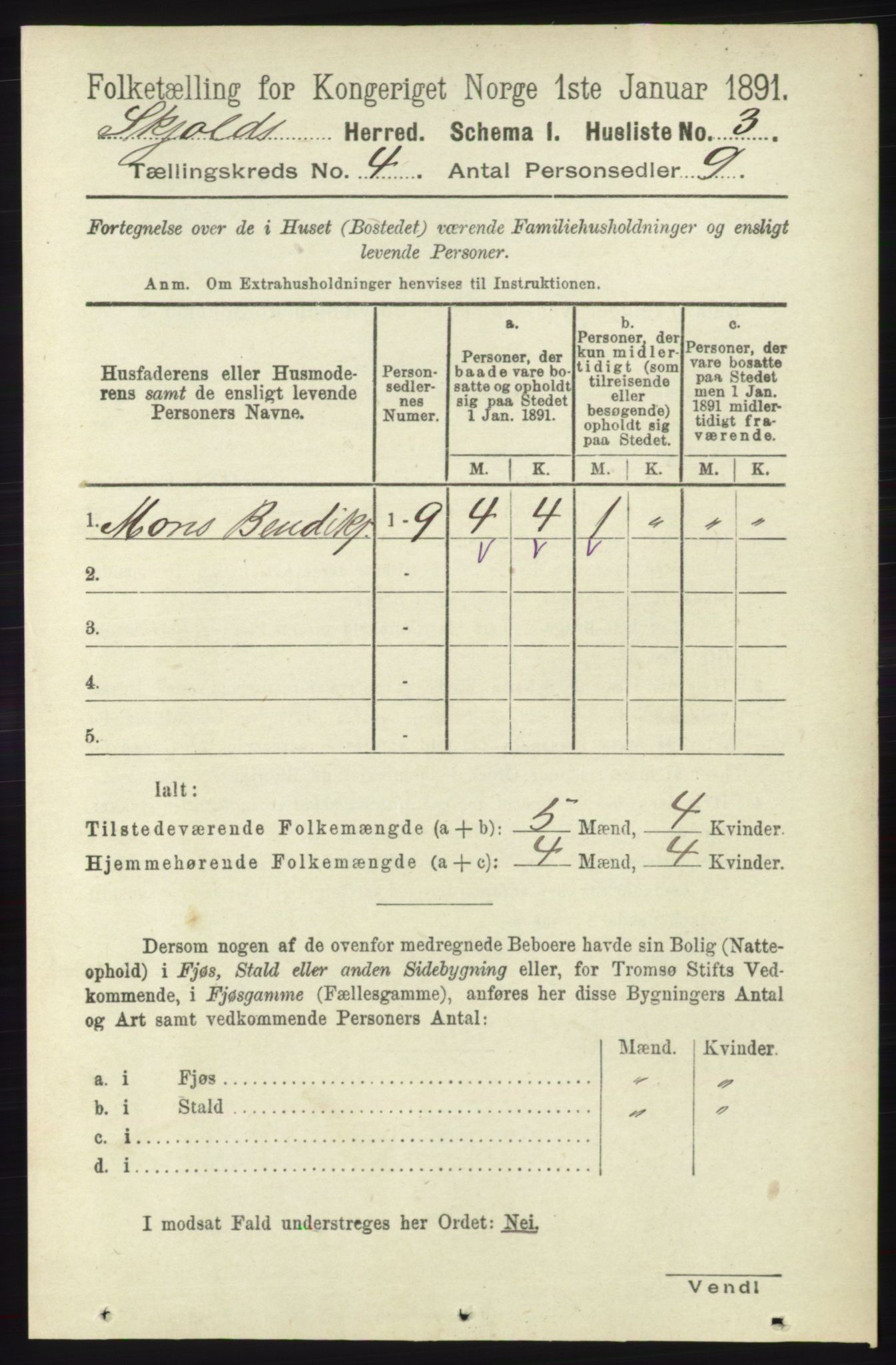 RA, 1891 census for 1154 Skjold, 1891, p. 512