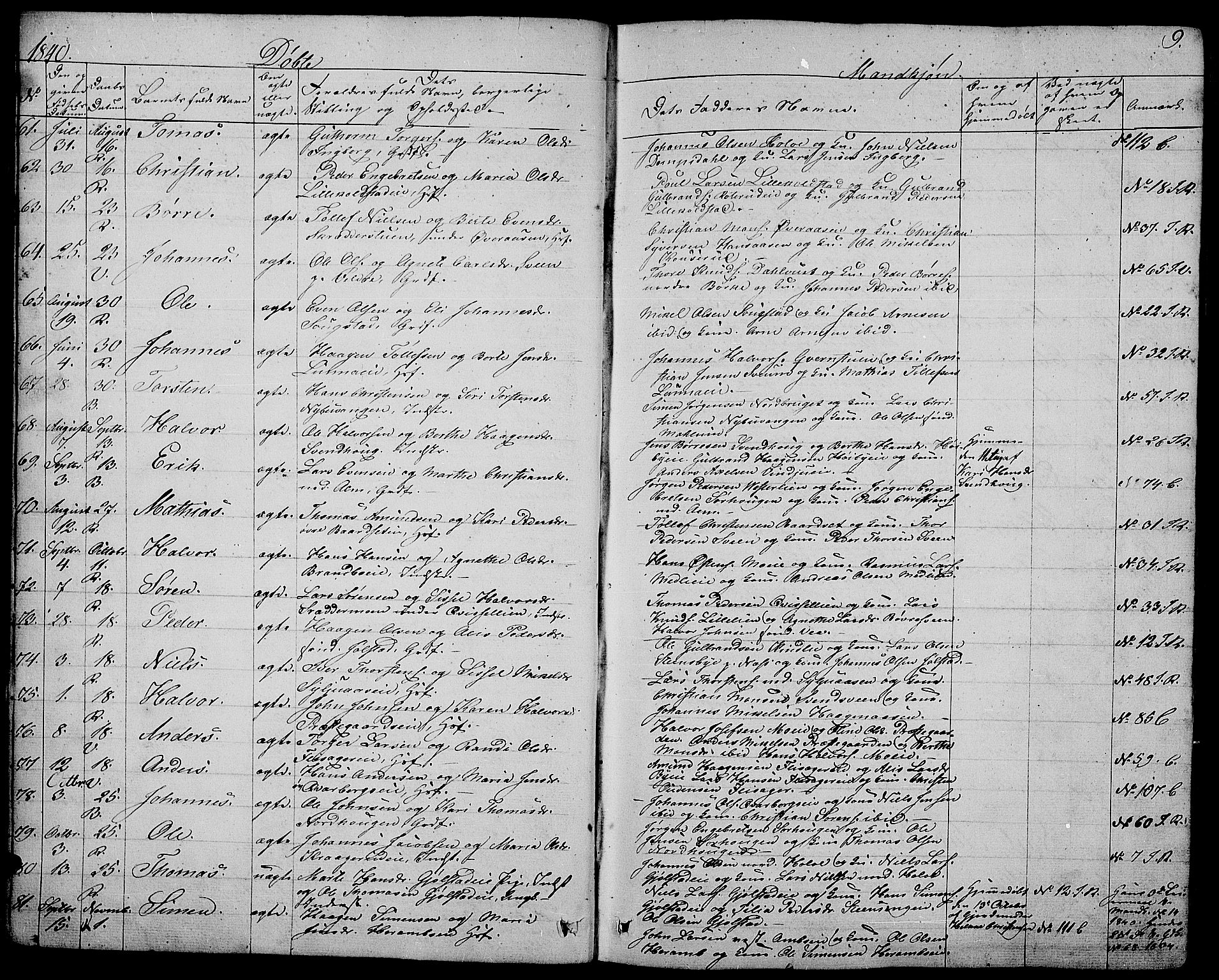 Ringsaker prestekontor, AV/SAH-PREST-014/L/La/L0005: Parish register (copy) no. 5, 1839-1850, p. 9