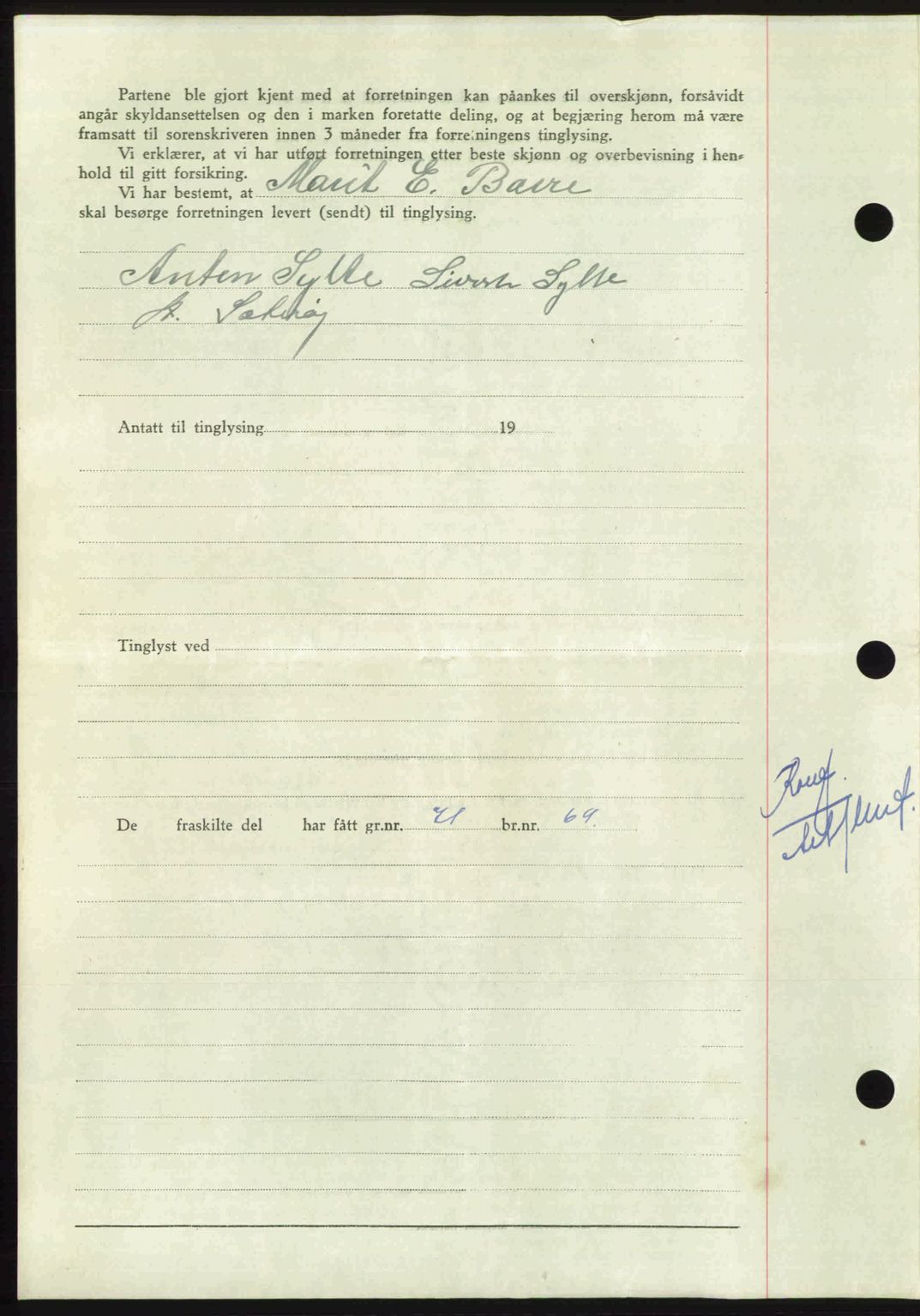 Nordmøre sorenskriveri, AV/SAT-A-4132/1/2/2Ca: Mortgage book no. A114, 1950-1950, Diary no: : 1279/1950