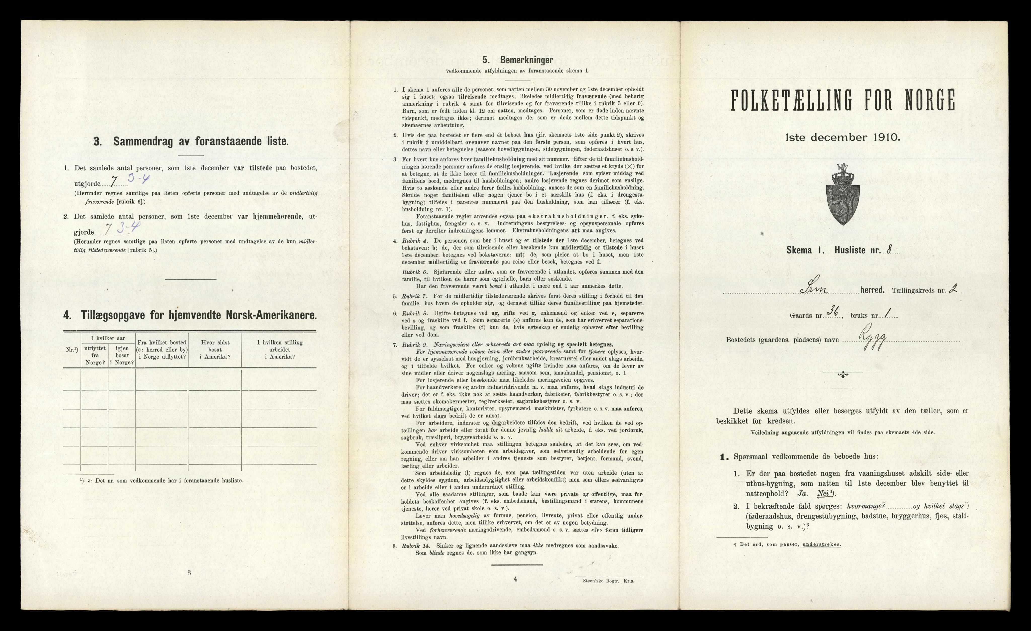 RA, 1910 census for Sem, 1910, p. 236